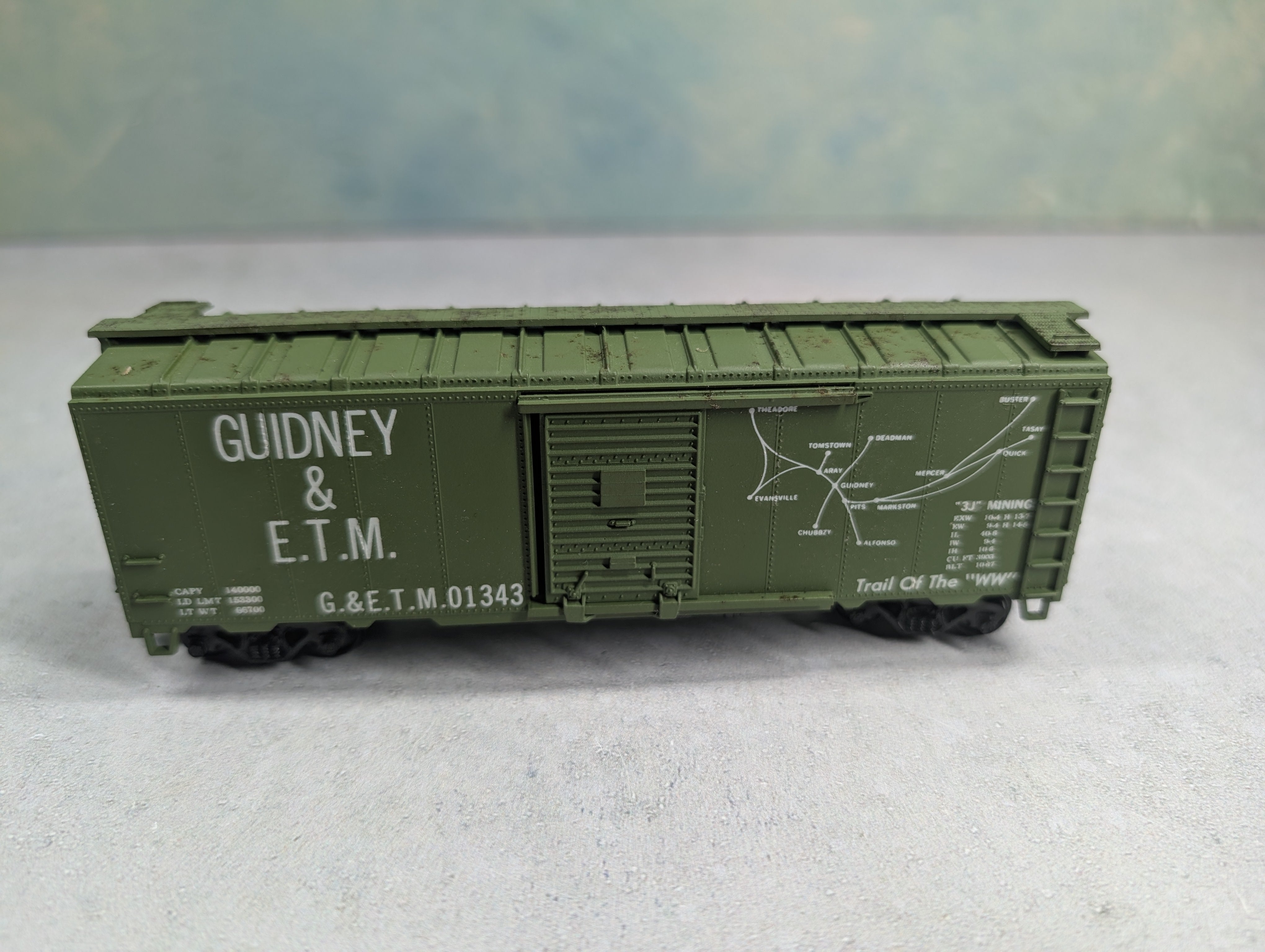USED Athearn HO Scale 40' Box Car Guidney & ETM G&ETM #01343 Custom