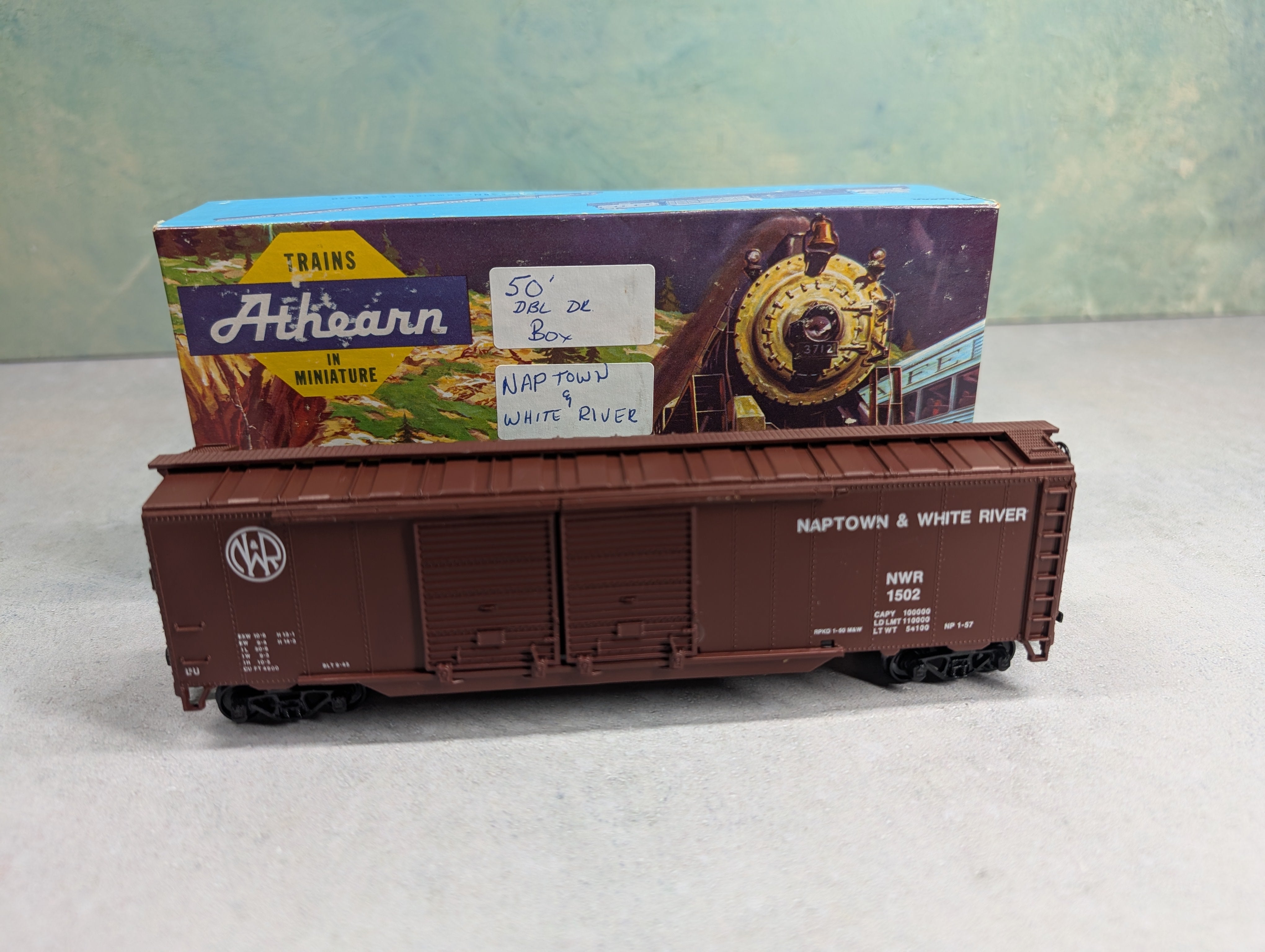 USED Athearn HO Scale 50' DD Box Car Naptown & White River NWR #1502