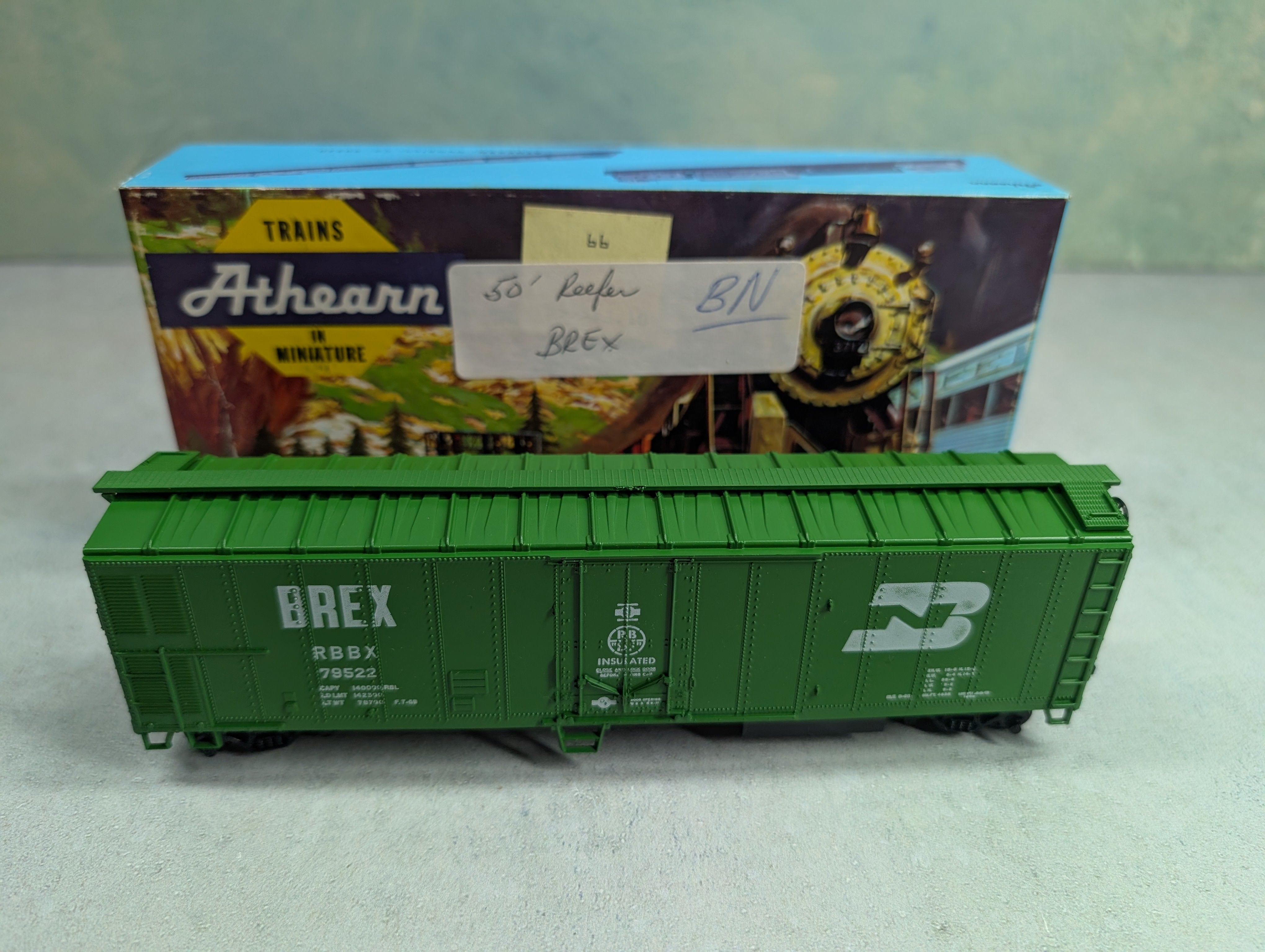 USED Athearn HO Scale 50' Mech Reefer Box Car Burlington Northern RBBX #79522