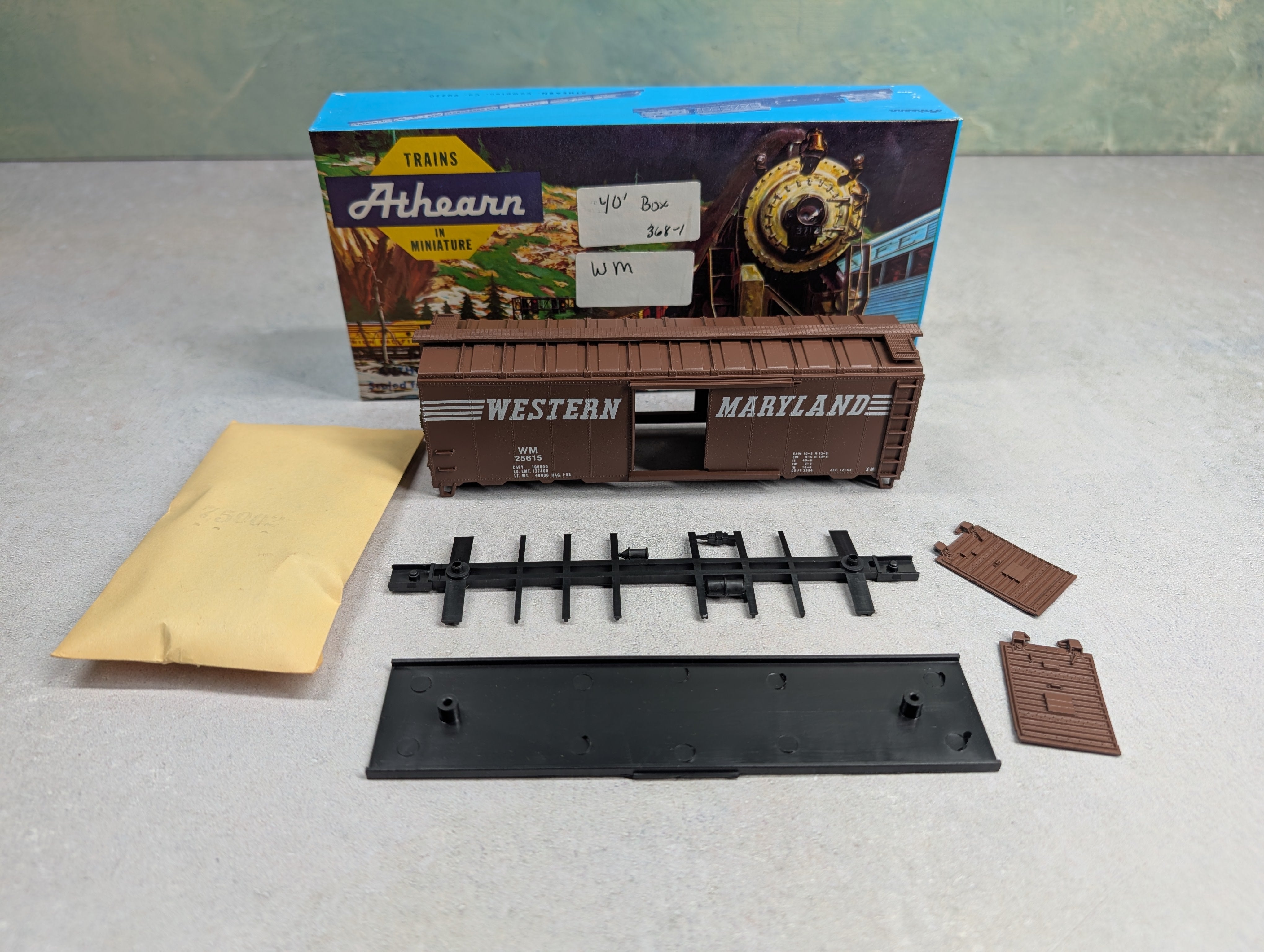 USED Athearn HO Scale 40' Steel Box Car Western Maryland WM #25615 Bev-Bel KIT