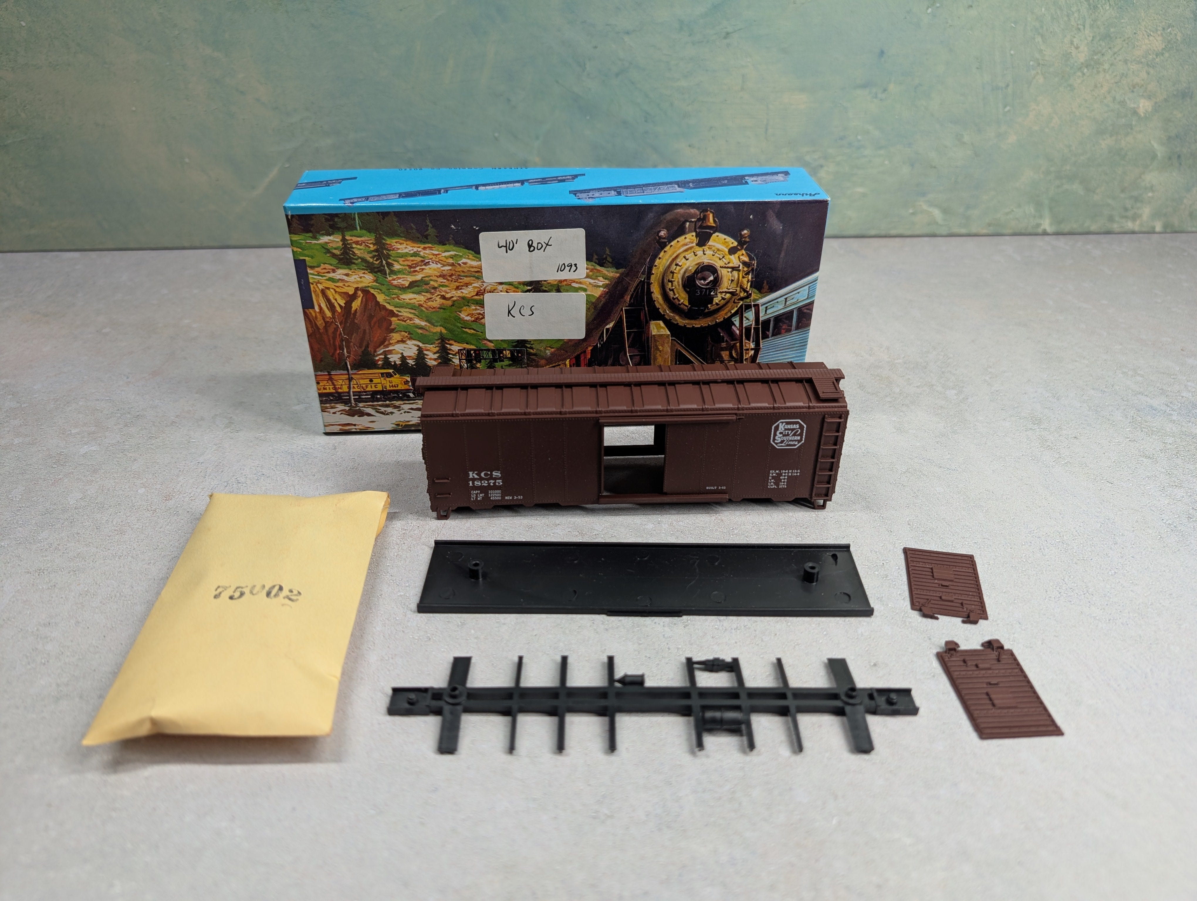 USED Athearn HO Scale 40' Steel Box Car Kansas City Southern KCS #18275 Bev-Bel KIT