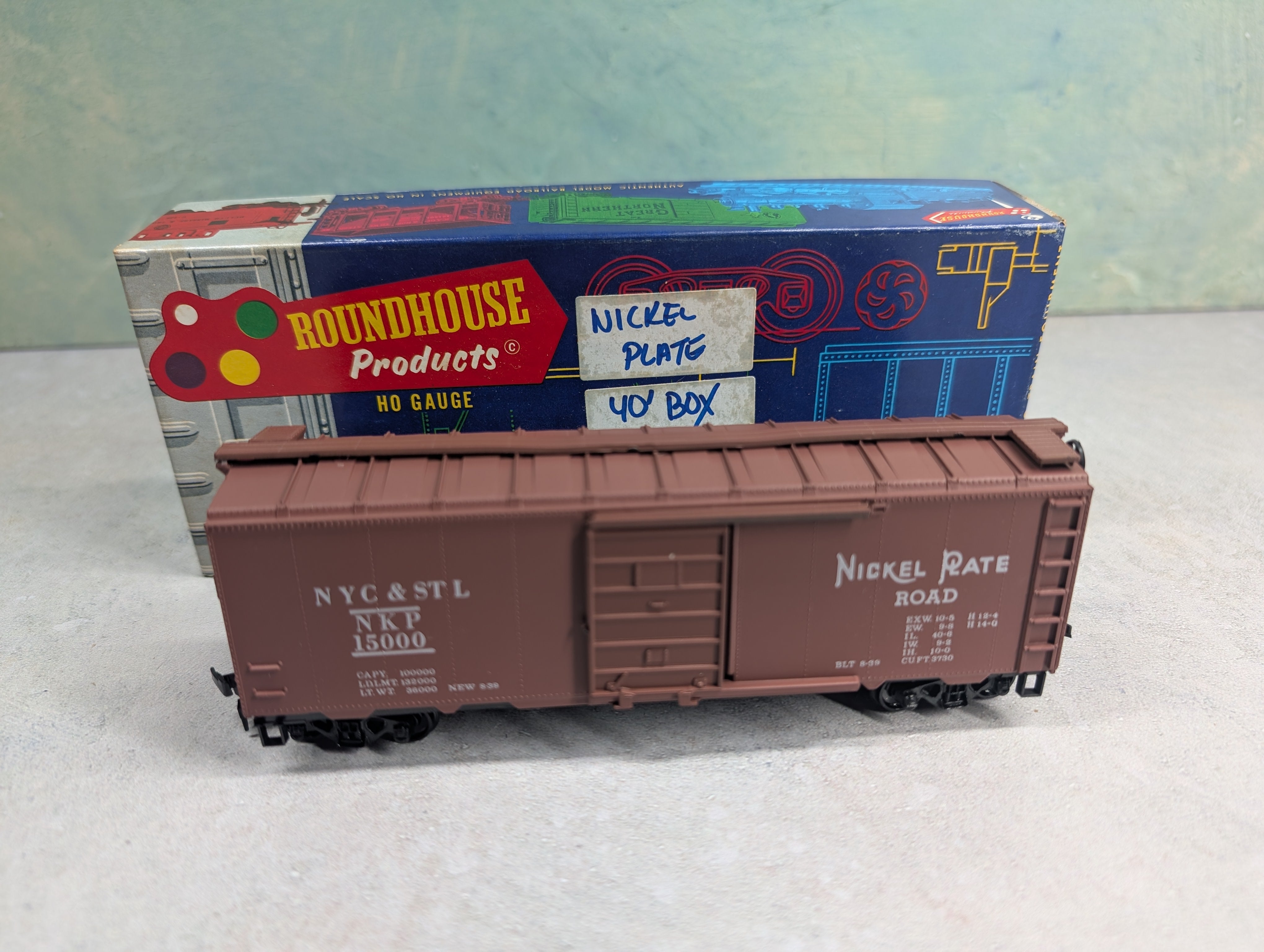 USED Roundhouse HO Scale 40' Box Car Nickel Plate Road NYC&STL NKP #15000