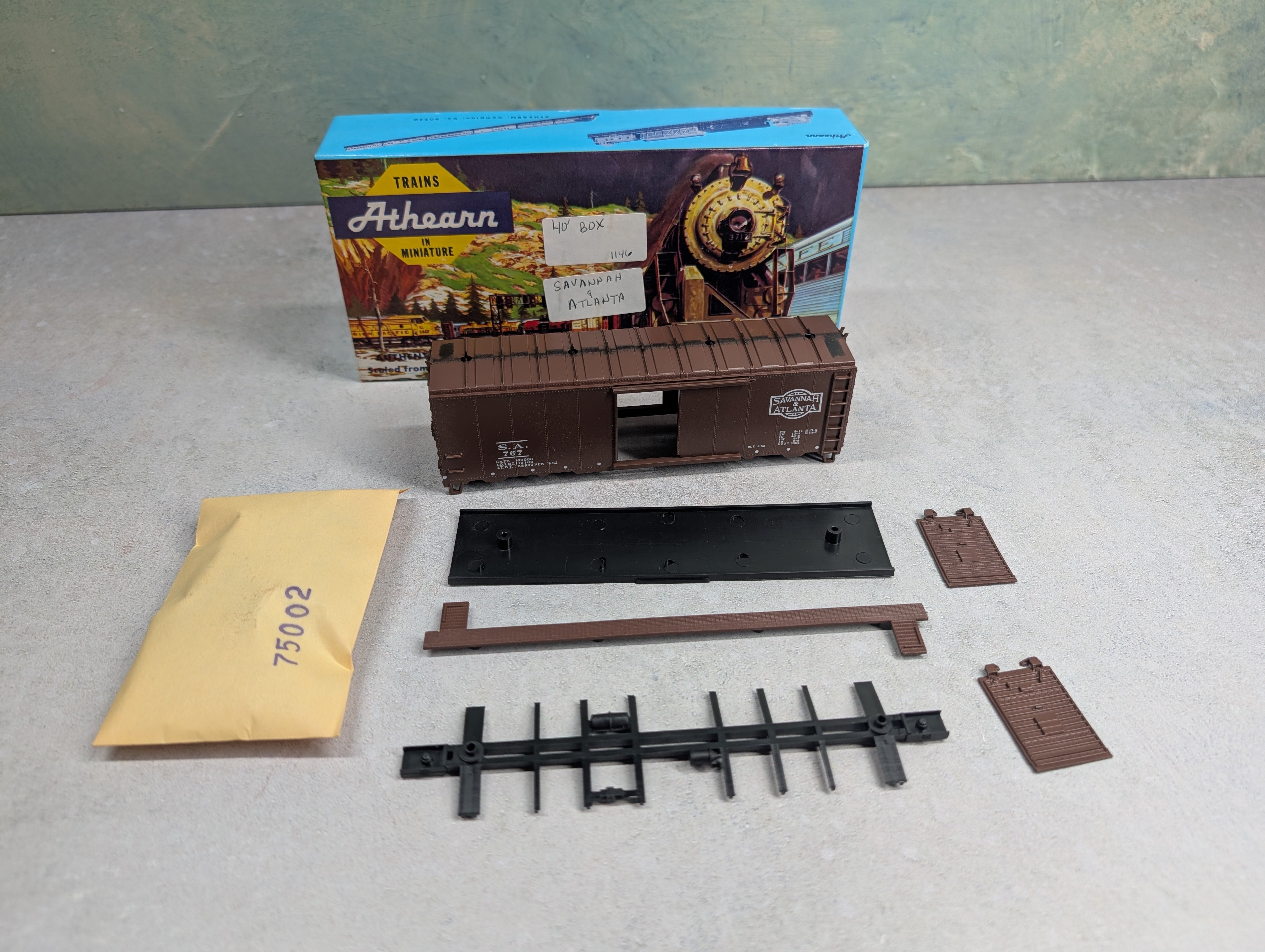 USED Athearn HO Scale 40' Box Car Savannah and Atlanta SA #767 Bev-Bel KIT
