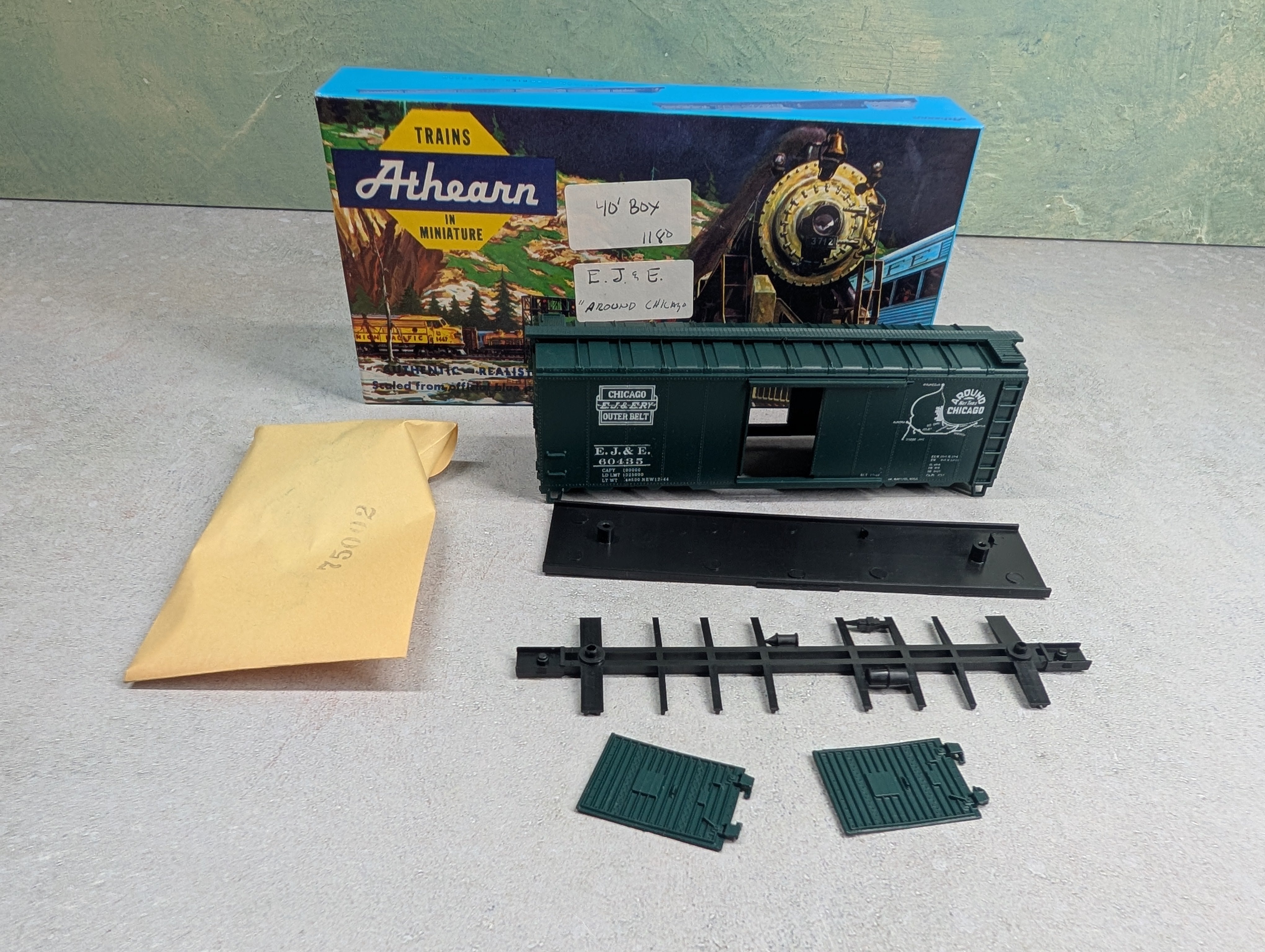 USED Athearn HO Scale 40' Box Car Elgin Joliet & Eastern EJ&E #60435 Bev-Bel KIT