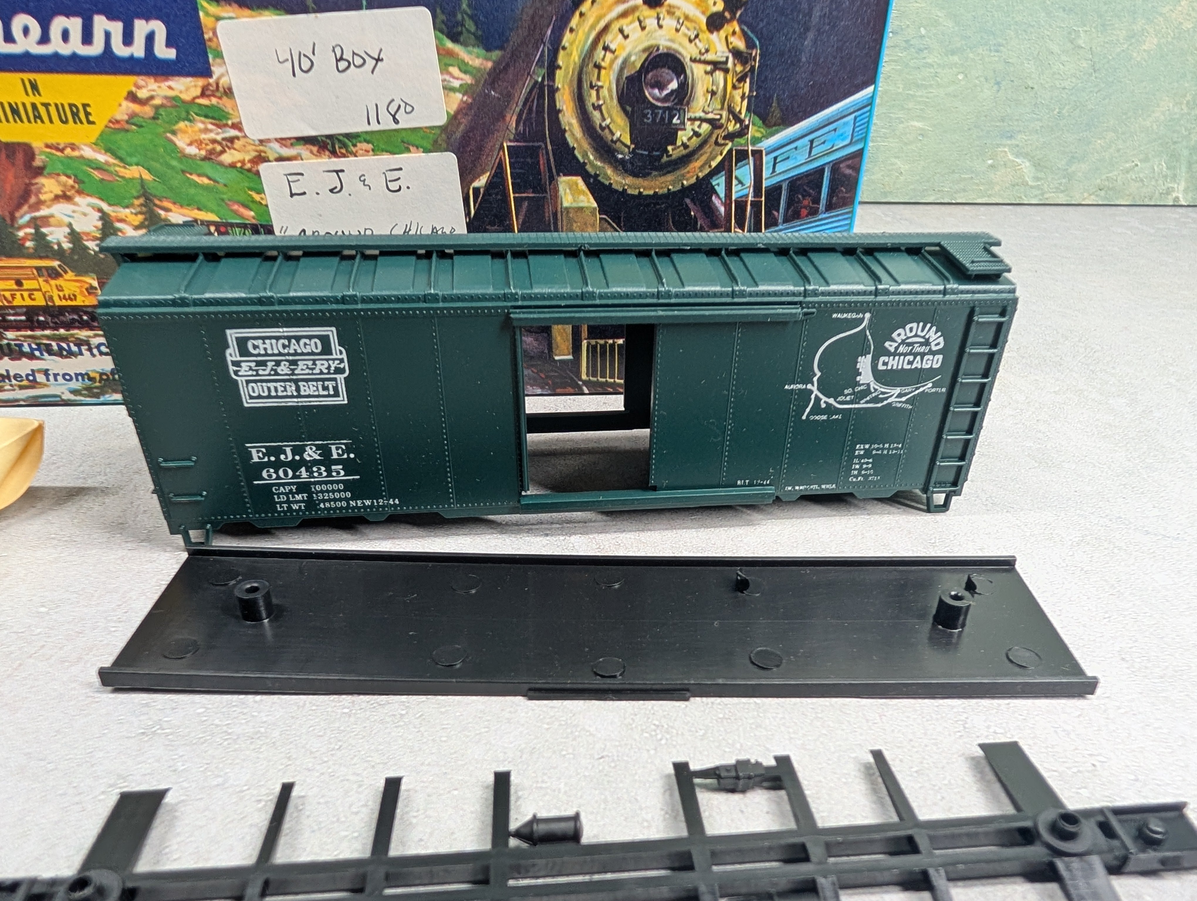 USED Athearn HO Scale 40' Box Car Elgin Joliet & Eastern EJ&E #60435 Bev-Bel KIT