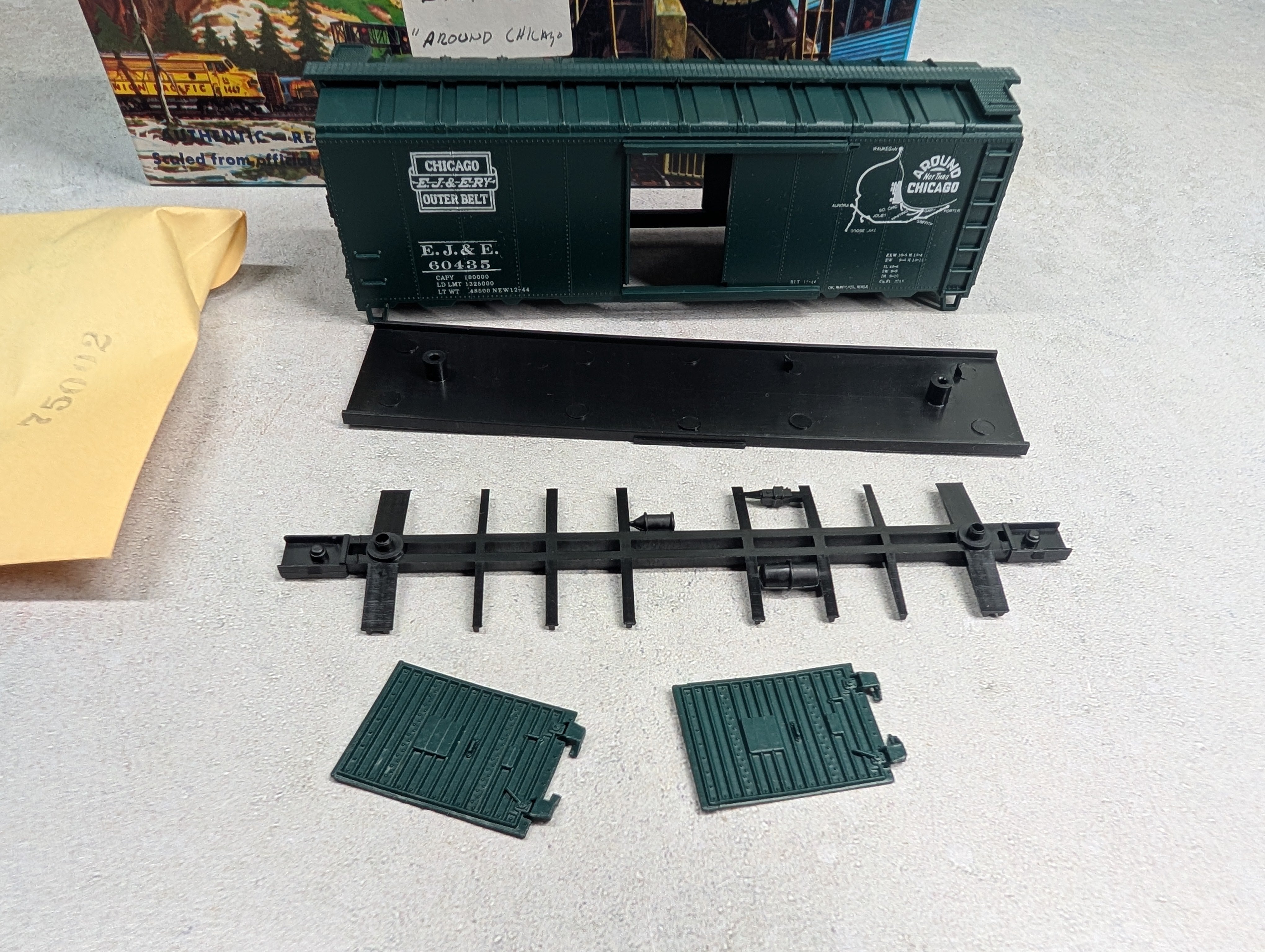 USED Athearn HO Scale 40' Box Car Elgin Joliet & Eastern EJ&E #60435 Bev-Bel KIT