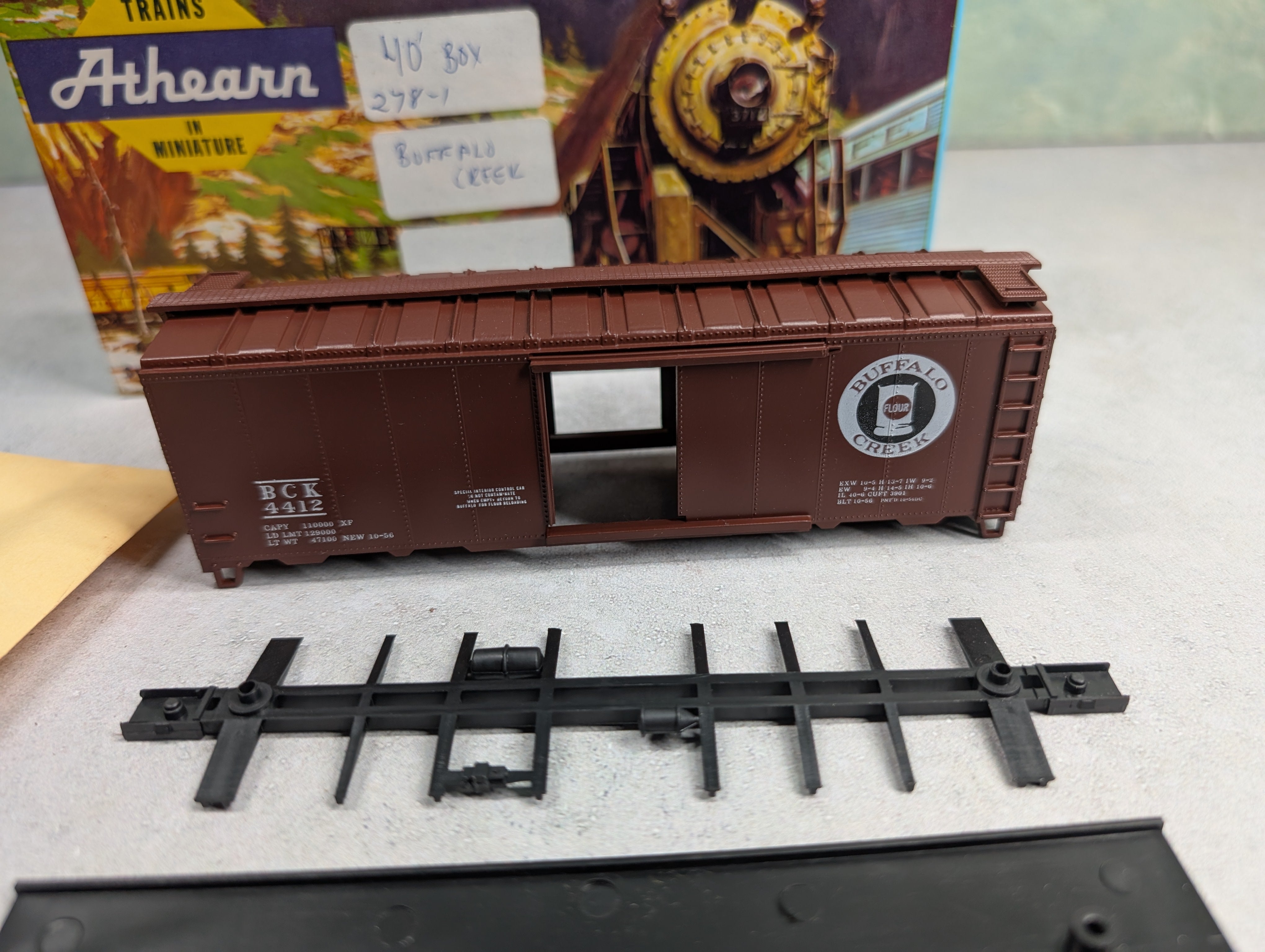 USED Athearn HO Scale 40' Box Car Buffalo Creek BCK #4412 Bev-Bel KIT