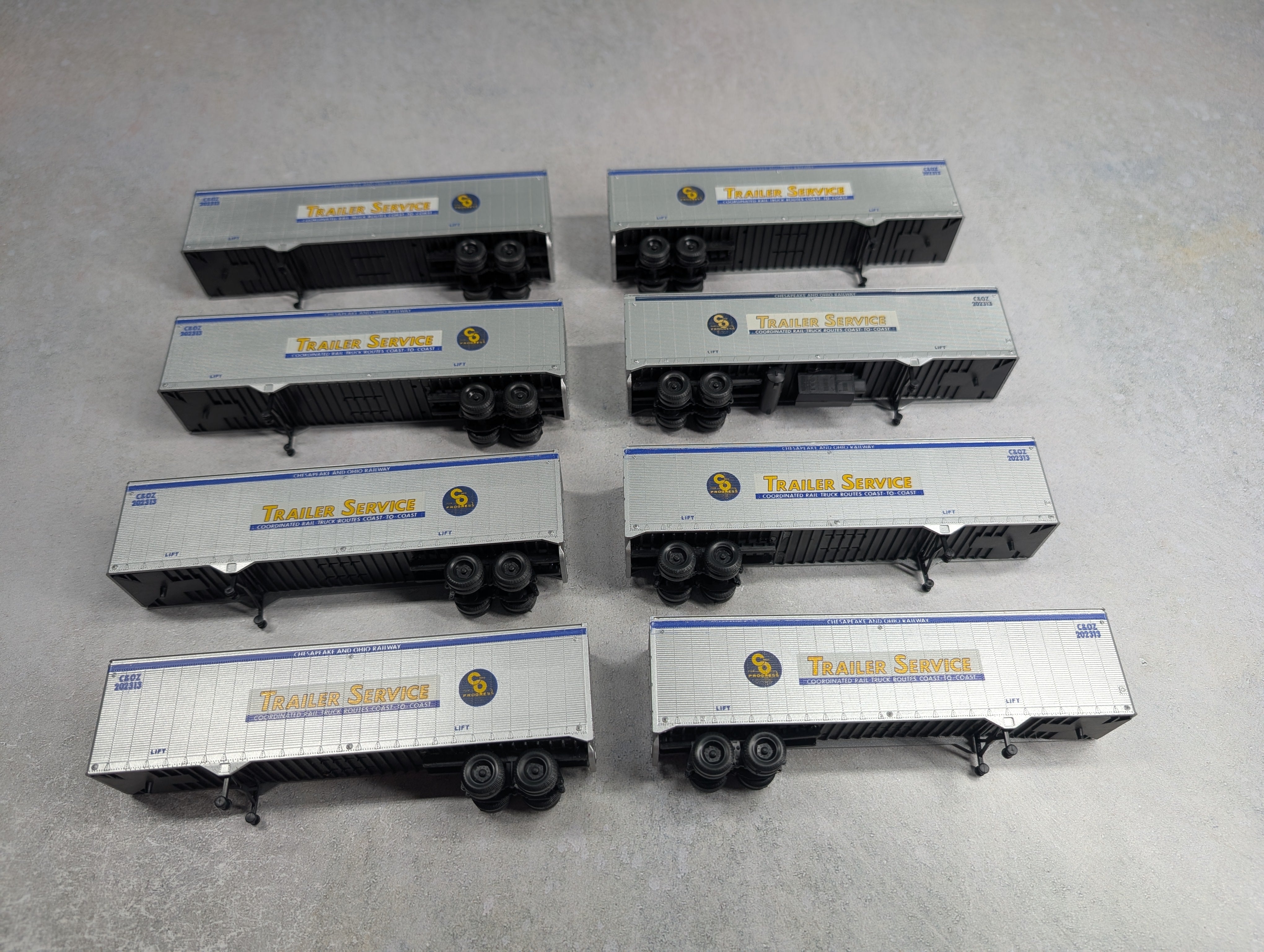 USED Athearn HO Scale 40' Trailers Chesapeake and Ohio C&OZ #202313 (8 pcs)