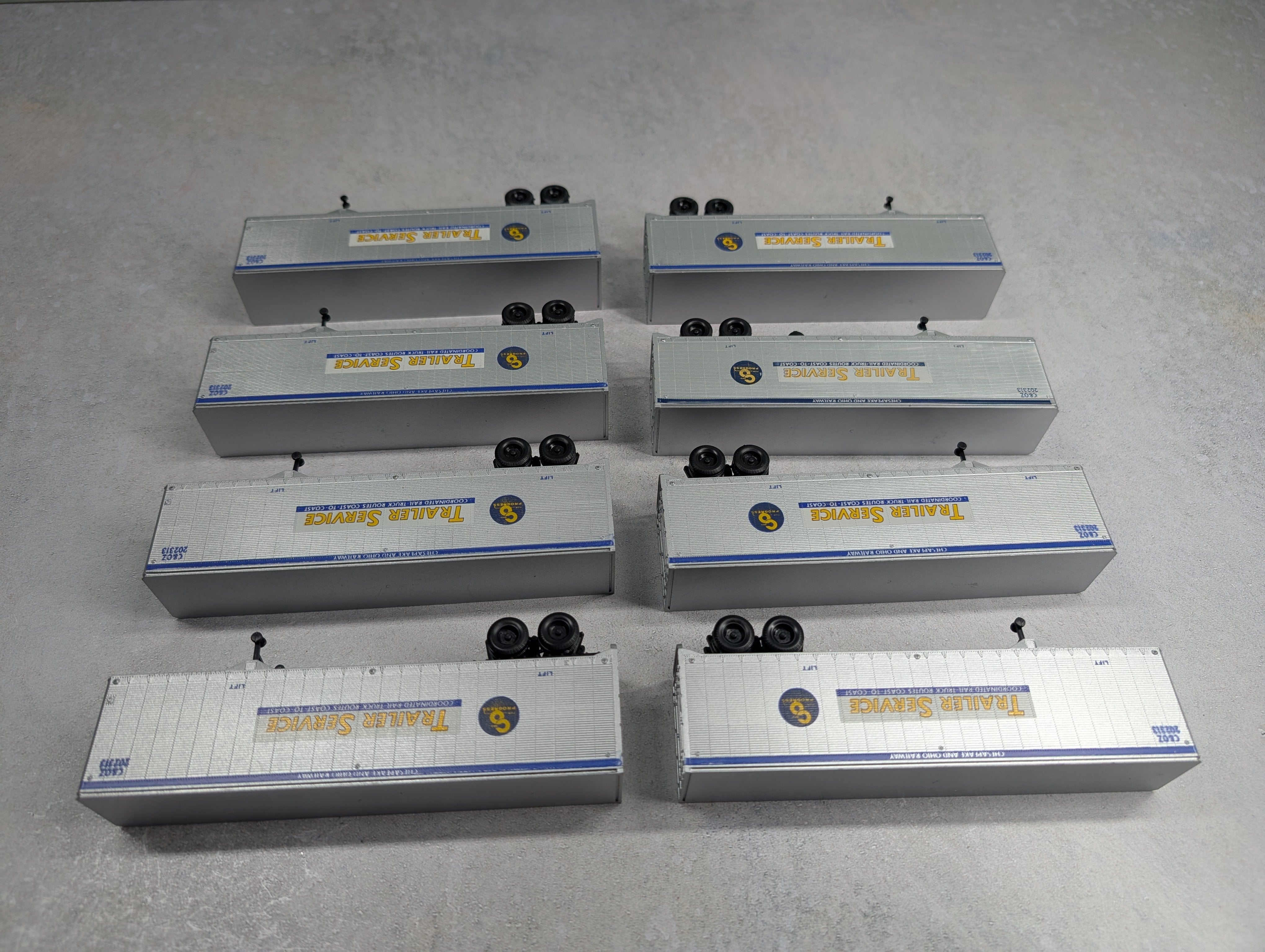 USED Athearn HO Scale 40' Trailers Chesapeake and Ohio C&OZ #202313 (8 pcs)