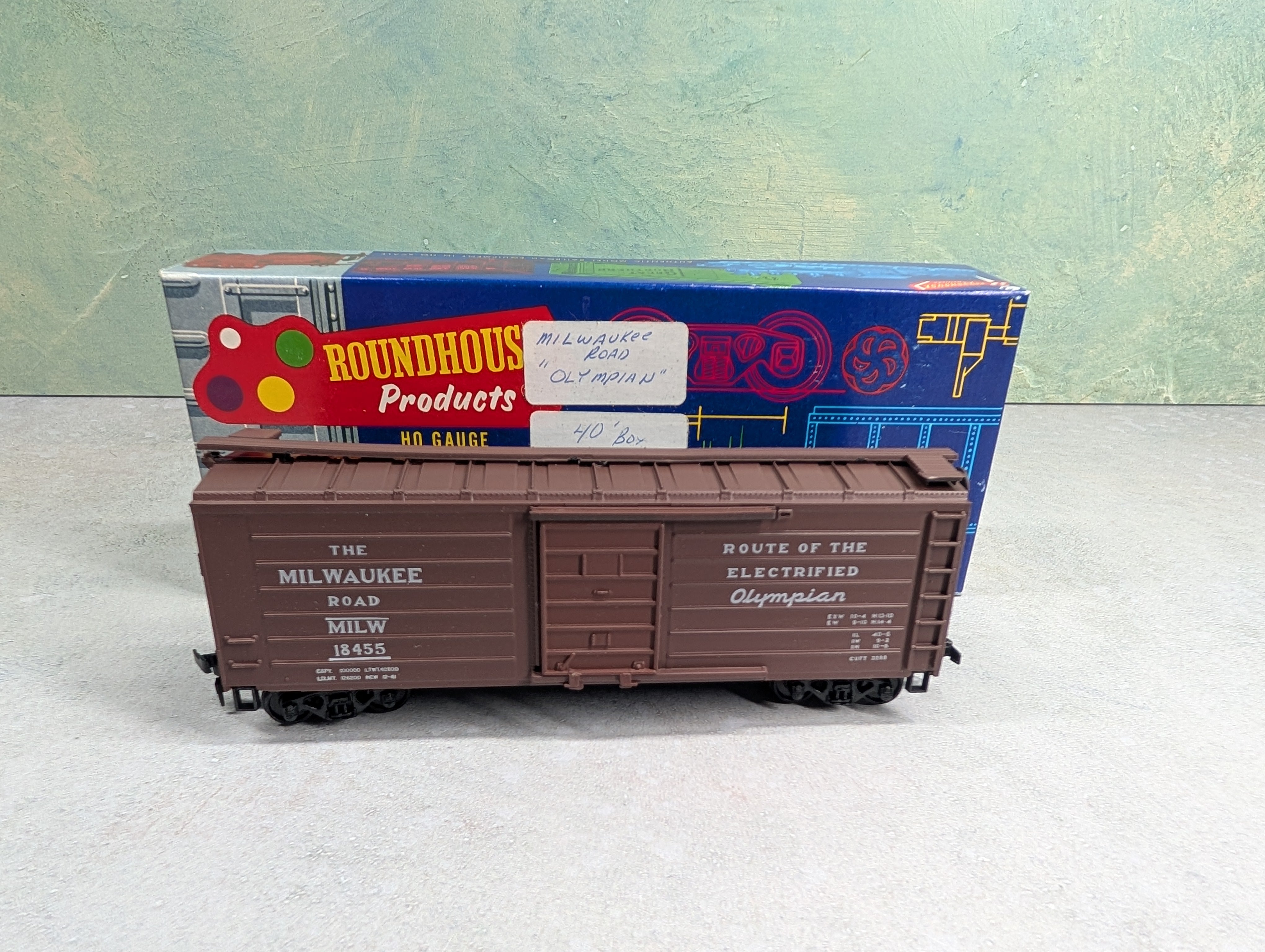 USED Roundhouse 1021 HO Scale 40' Box Car Milwaukee Road MILW #18455