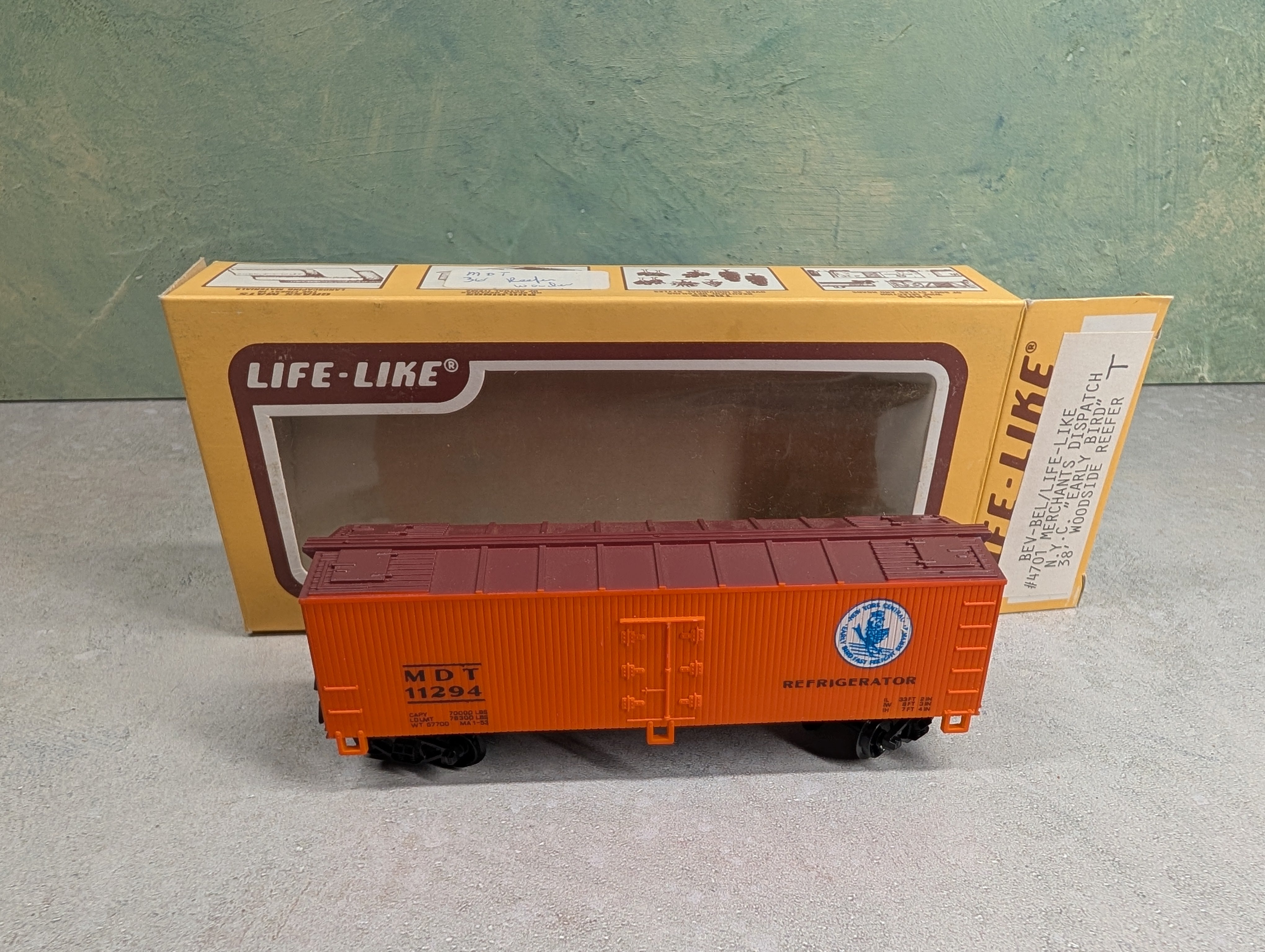 USED Life-Like HO Scale 38' Woodside Reefer Box Car New York Central MDT #11294 Bev-Bel