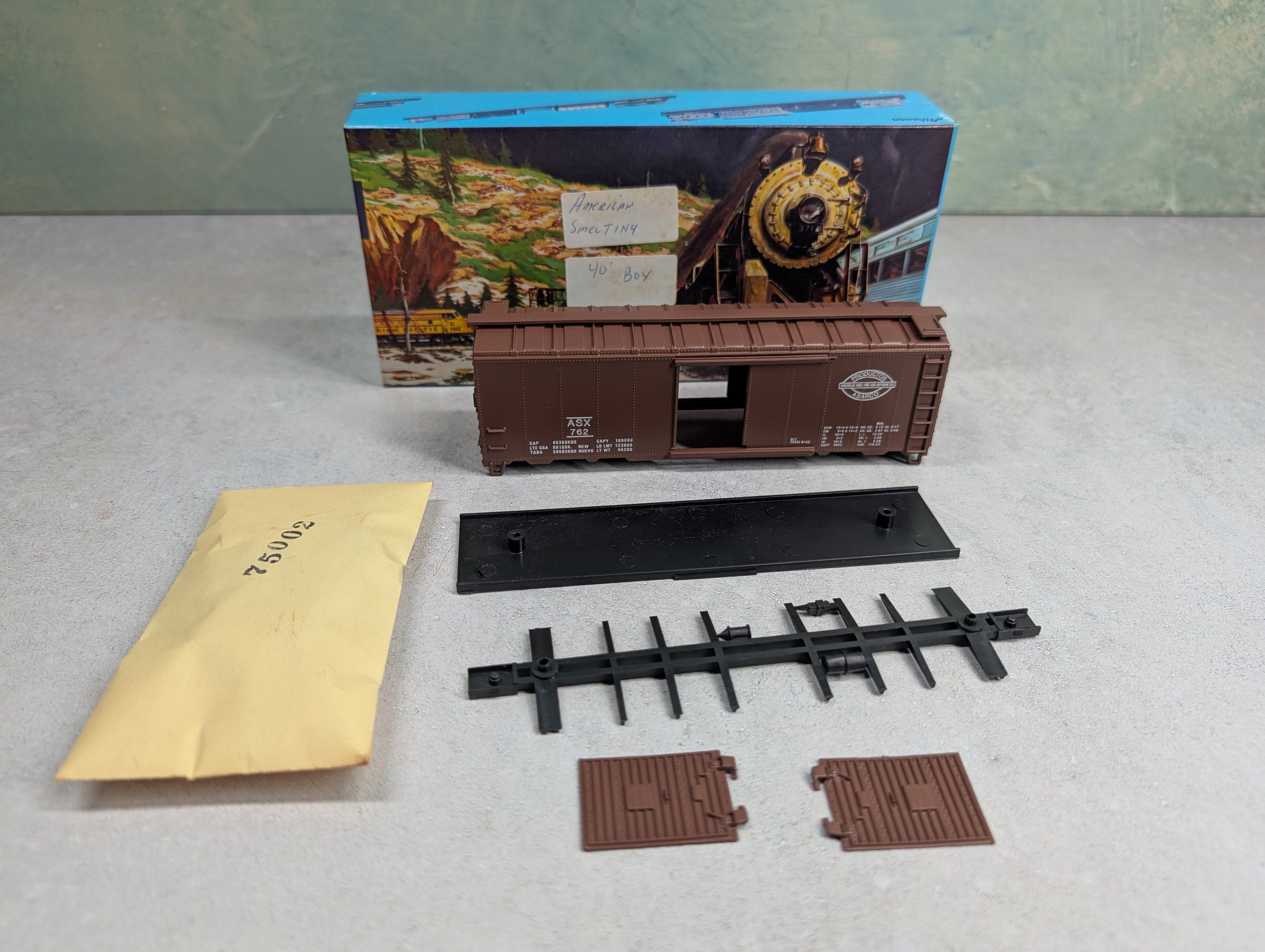 USED Athearn HO Scale 40' Box Car American Smelting ASX #762 Bev-Bel KIT