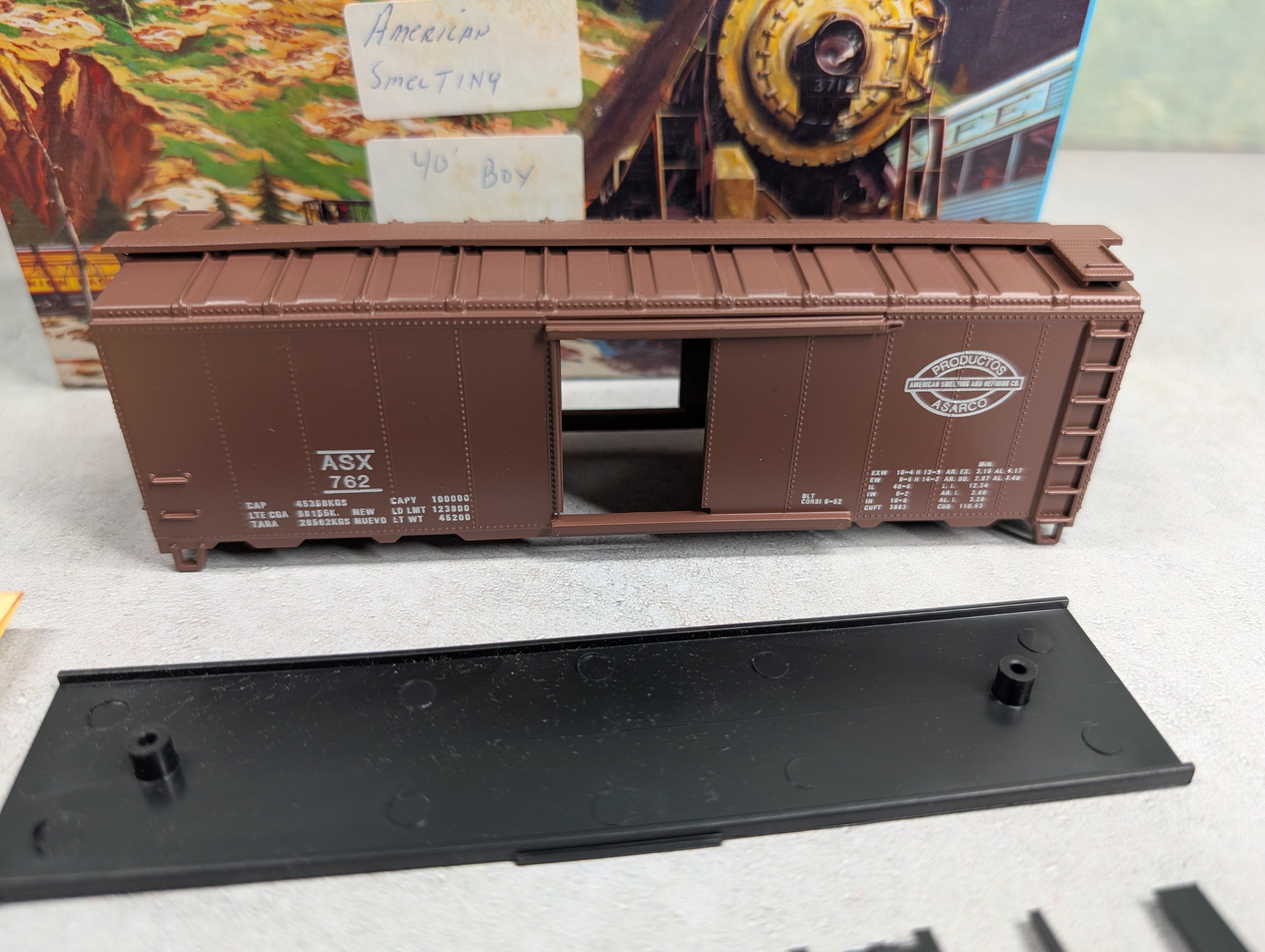 USED Athearn HO Scale 40' Box Car American Smelting ASX #762 Bev-Bel KIT