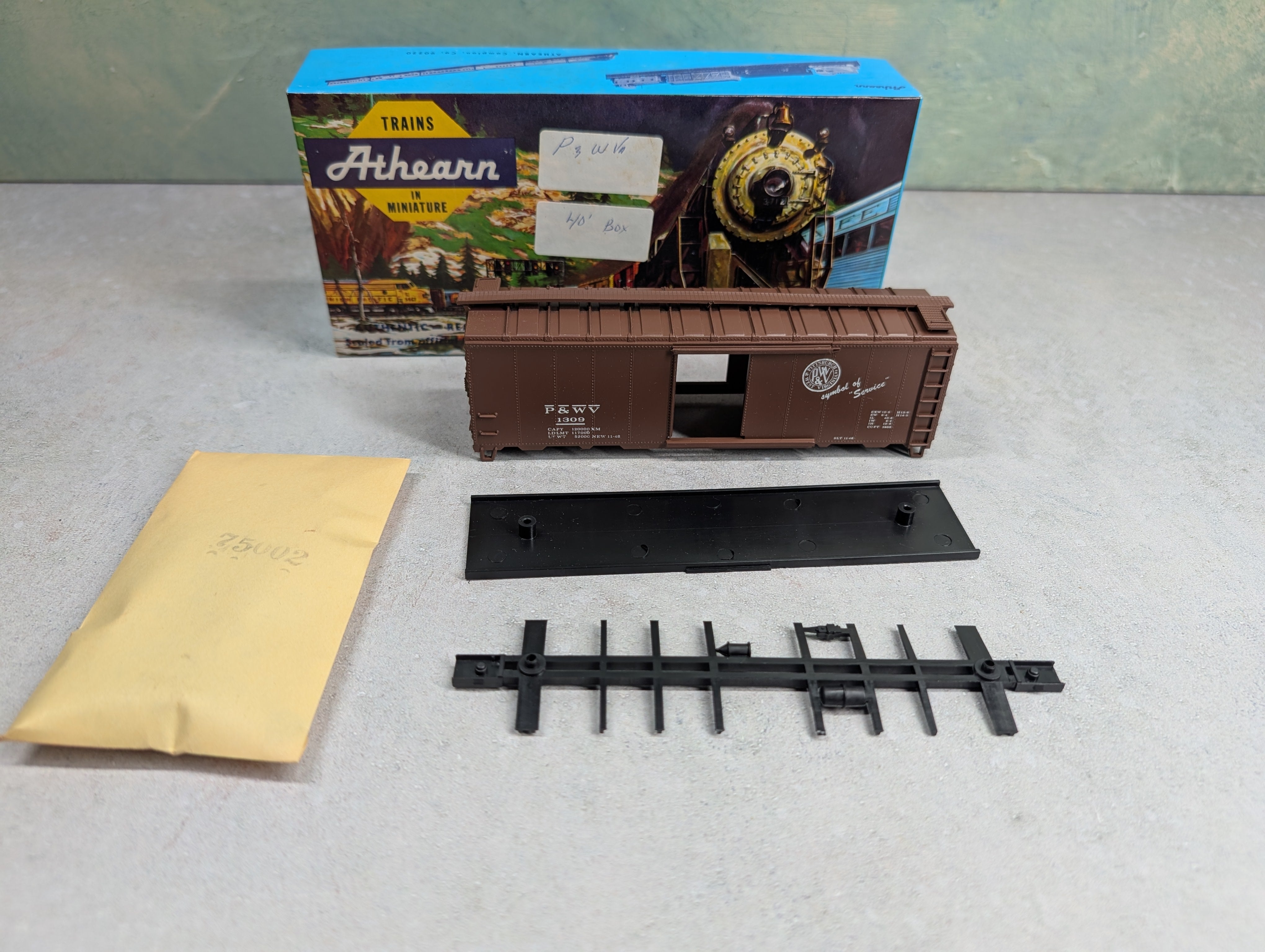 USED Athearn HO Scale 40' Box Car Pittsburgh & West Virginia P&WV #1309 Bev-Bel KIT
