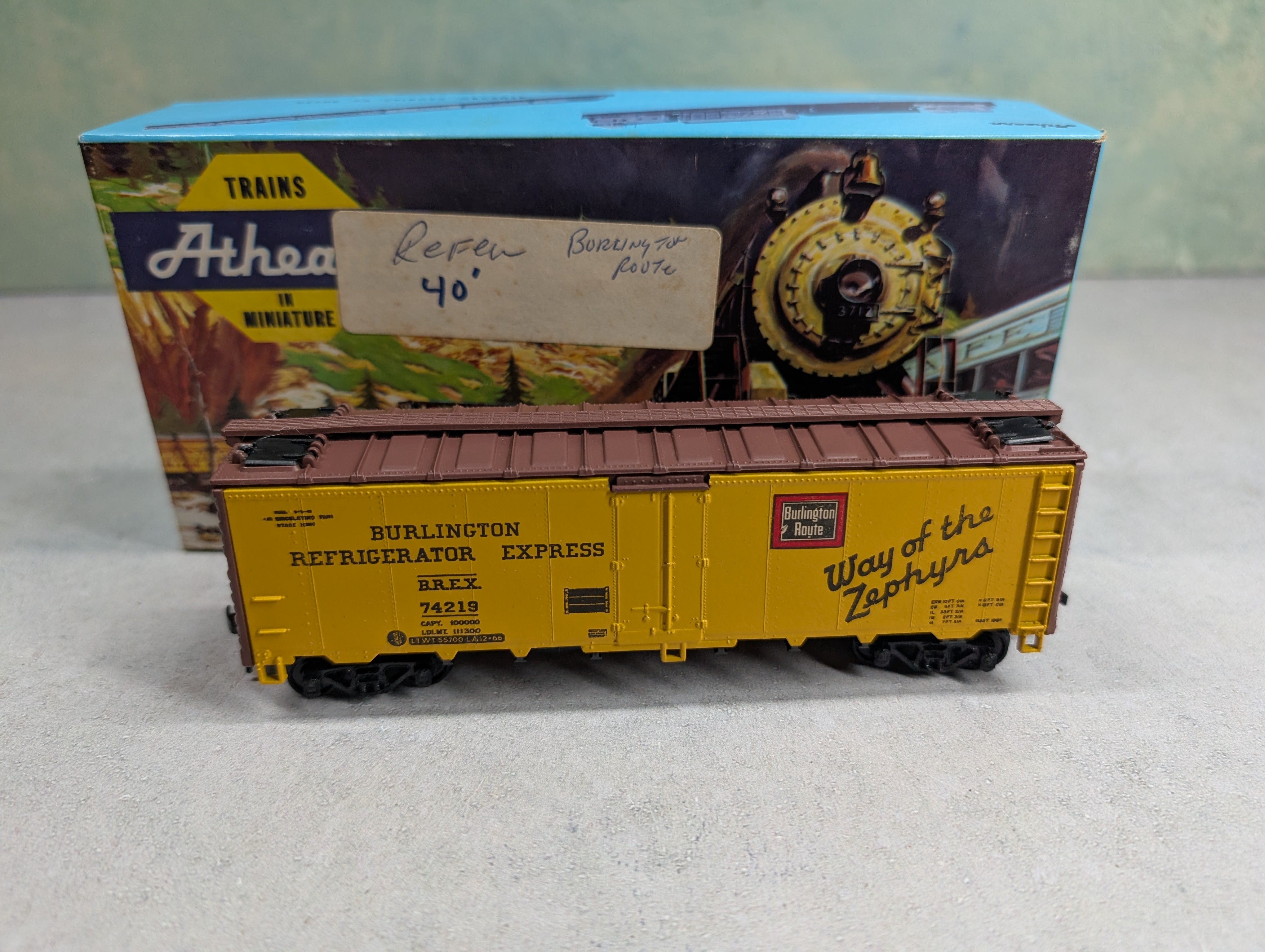 USED Athearn HO Scale 40' Reefer Box Car Burlington BREX #74219