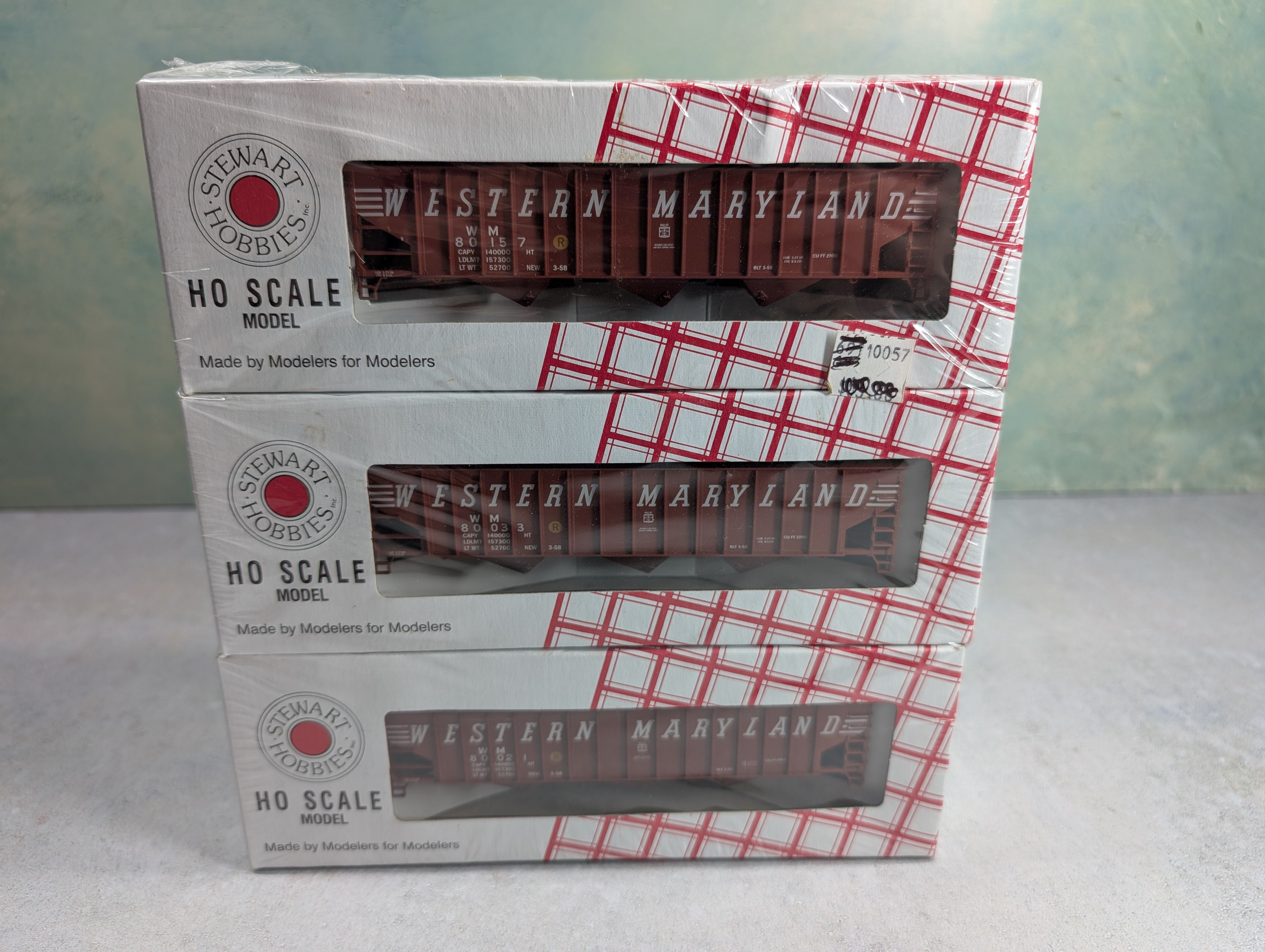 Stewart Hobbies 10057 HO Scale 70 Ton 14 Panel Triple Hopper Western Maryland WM 6 Car Pack KIT