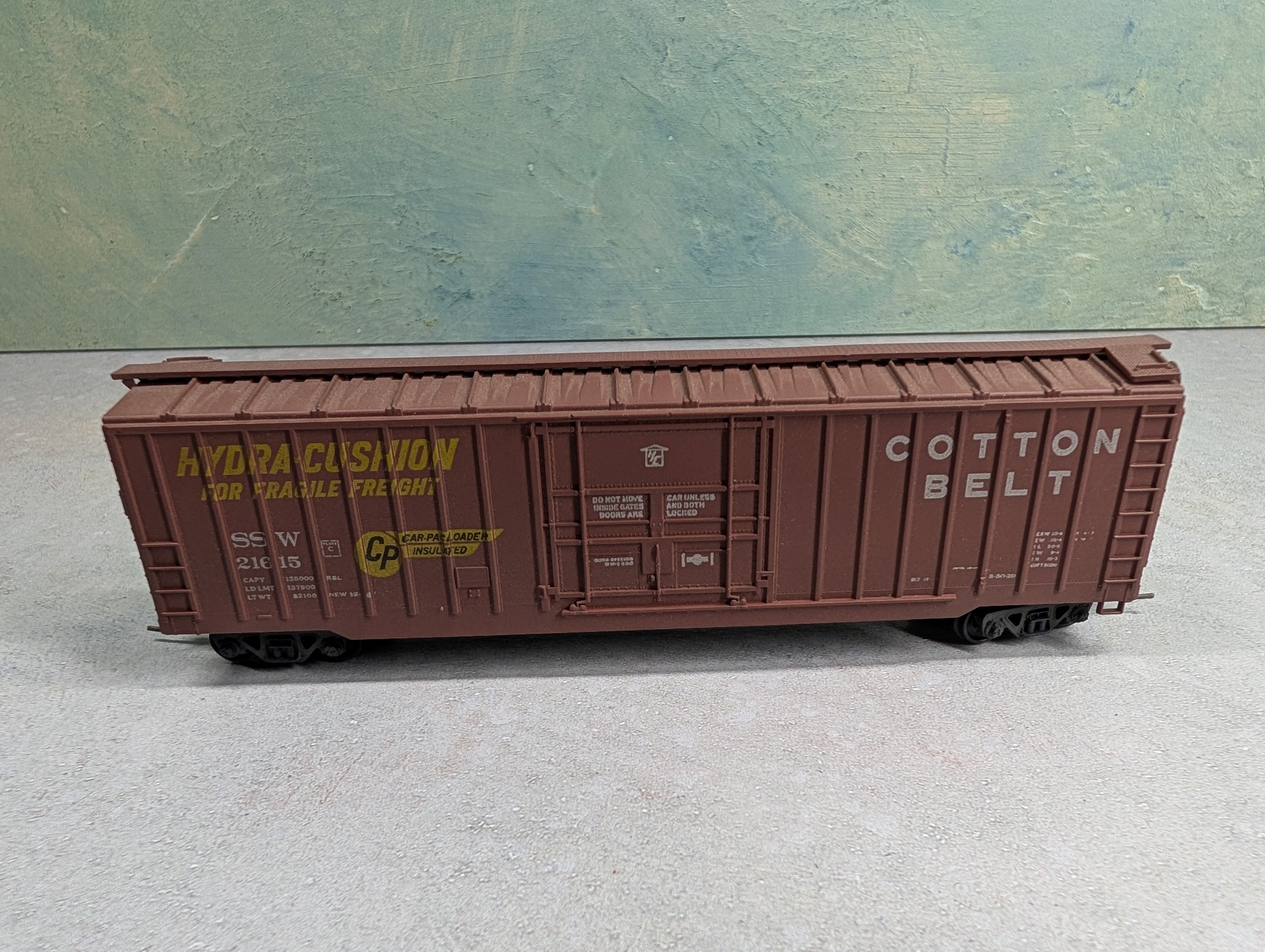 USED Athearn HO Scale 50' Box Car Cotton Belt SSW #21615 Weathered