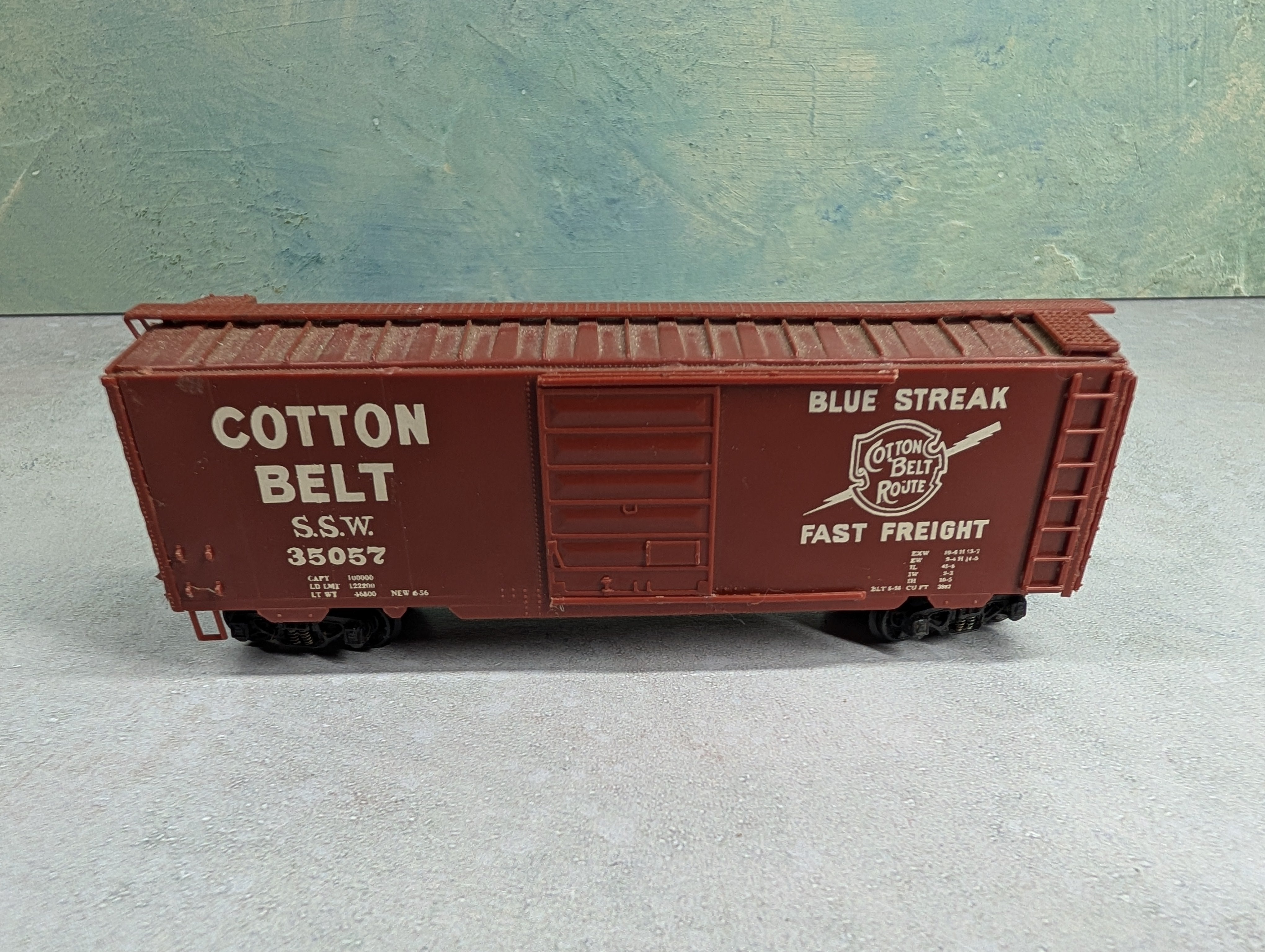 USED Kurtz Kraft HO Scale 40' Box Car Cotton Belt SSW #35057