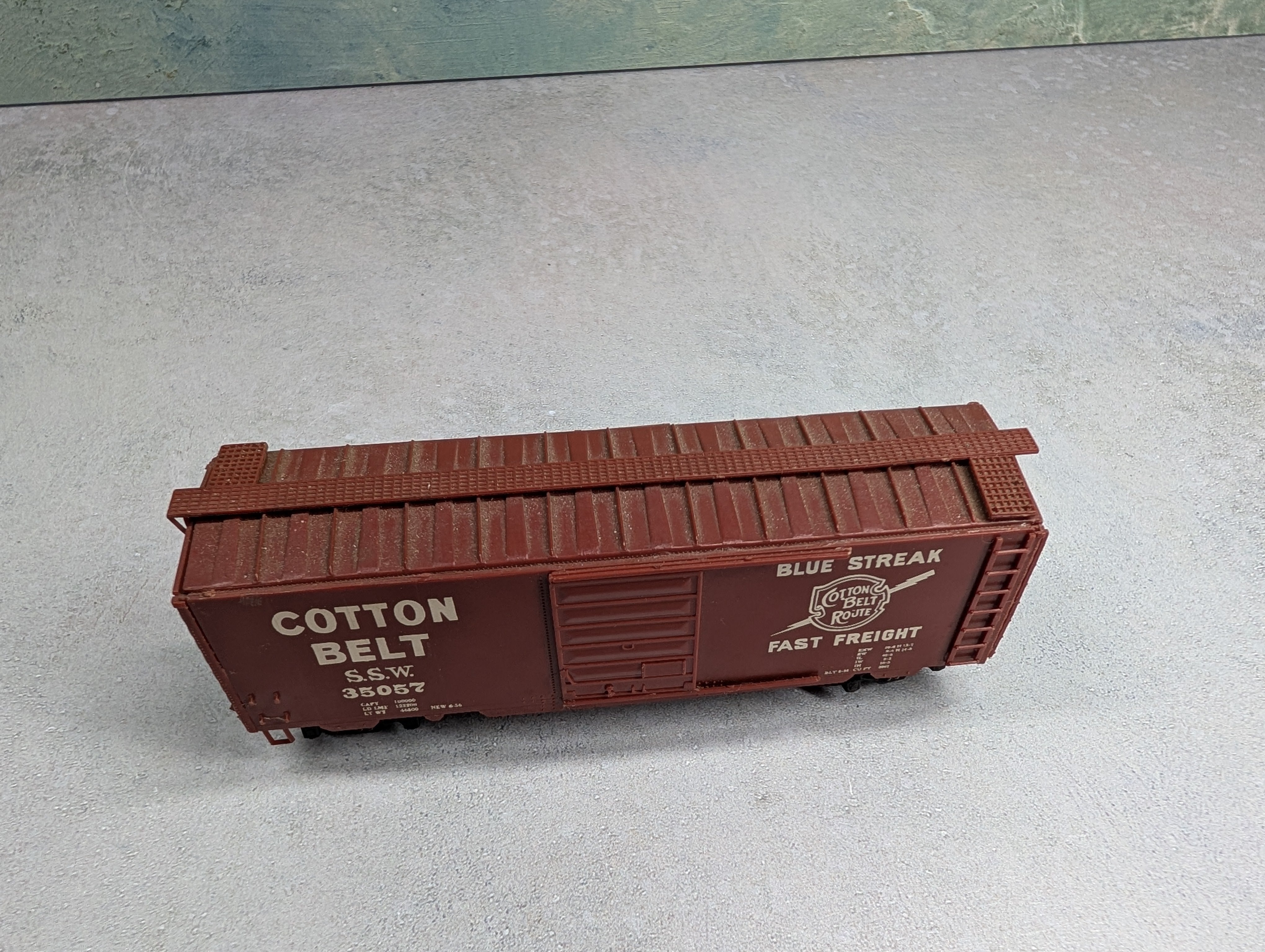 USED Kurtz Kraft HO Scale 40' Box Car Cotton Belt SSW #35057