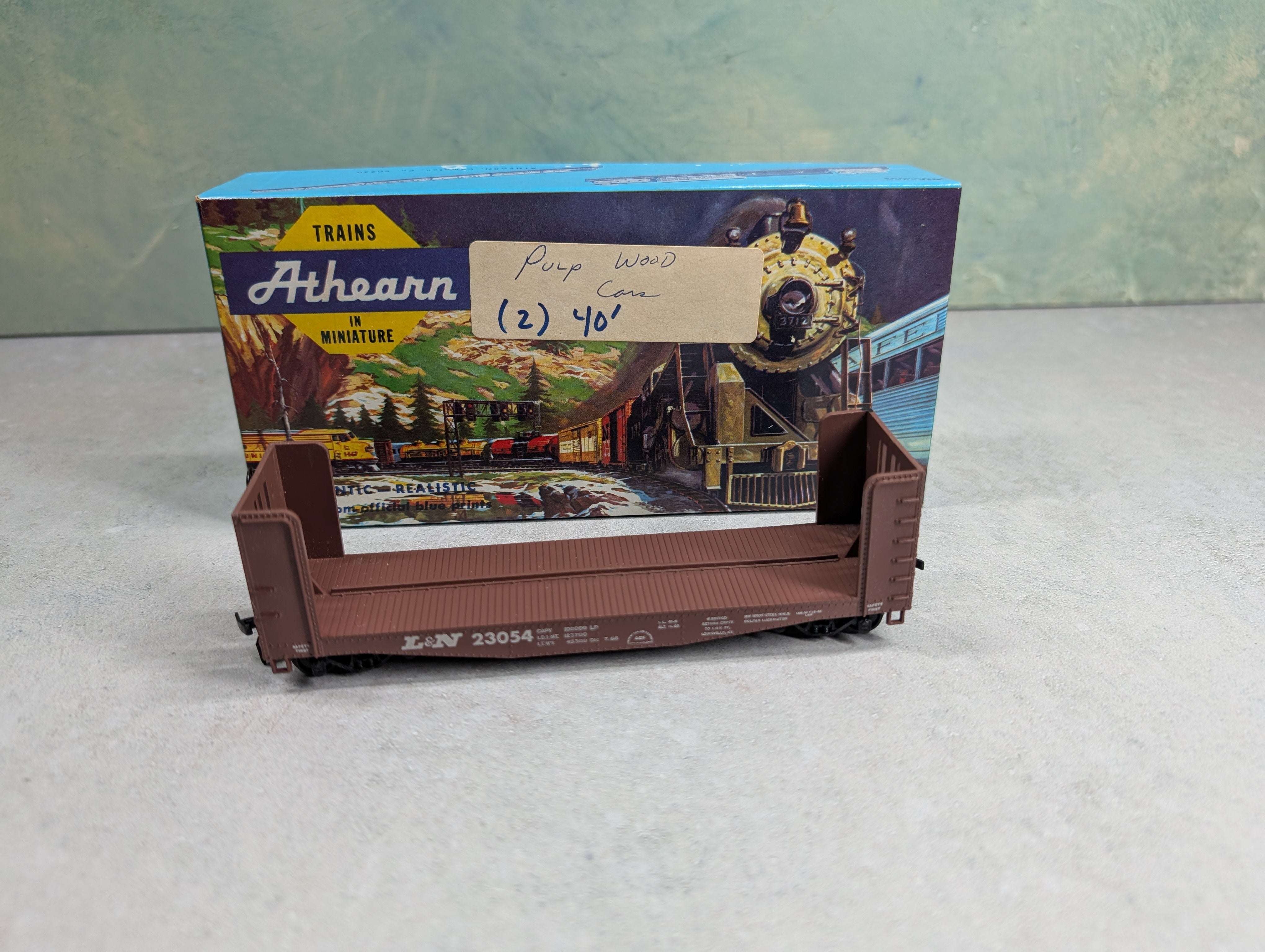 USED Athearn 1453 HO Scale Pulpwood Bulkhead Flat Car Louisville & Nashville L&N #23054