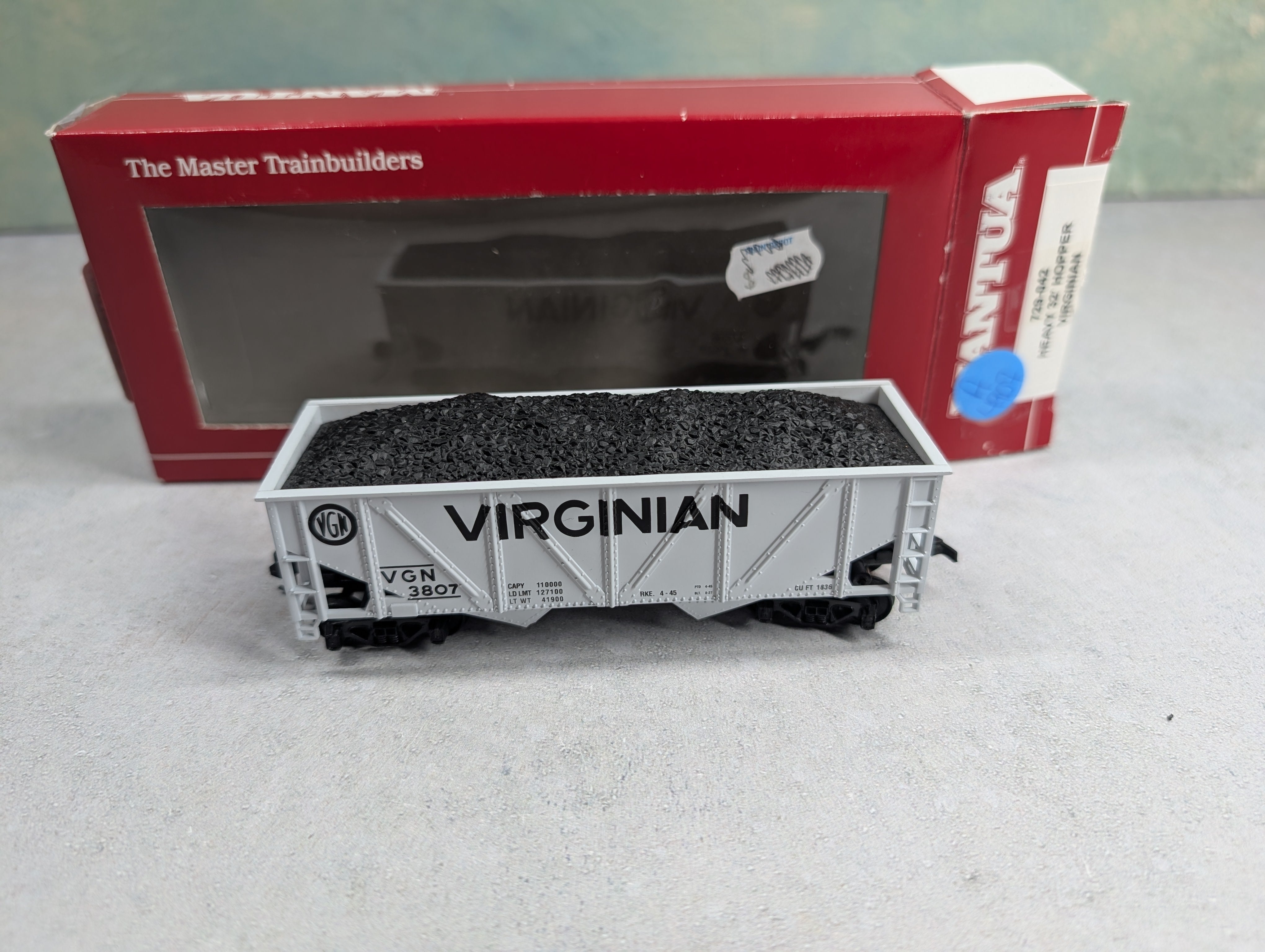 USED Mantua 729-042 HO Scale Heavy 32' Hopper Virginian VGN #3807