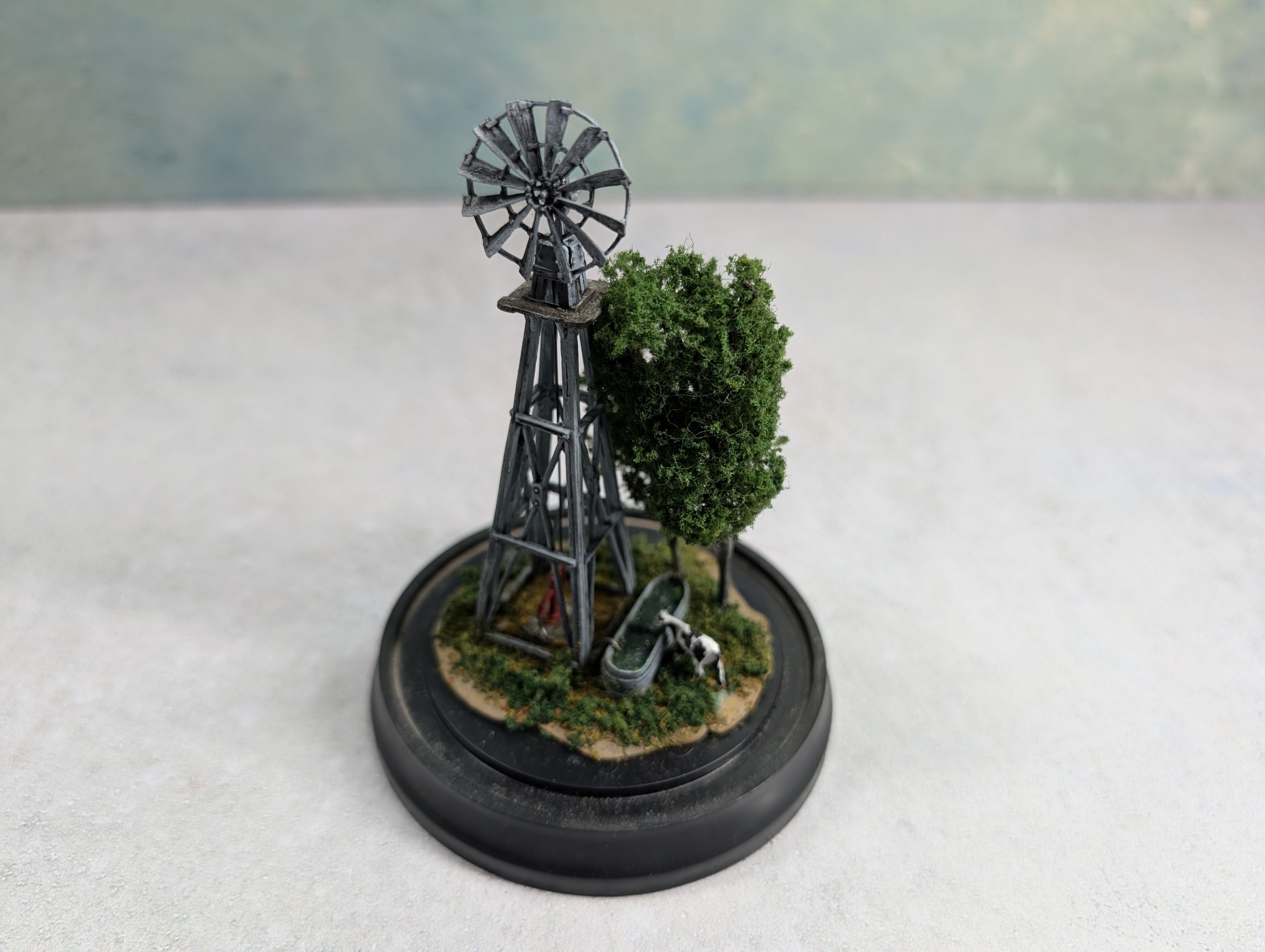 USED Woodland Scenics HO Scale Mini-Scene The Windmill w/ Glass Dome Display, Metal