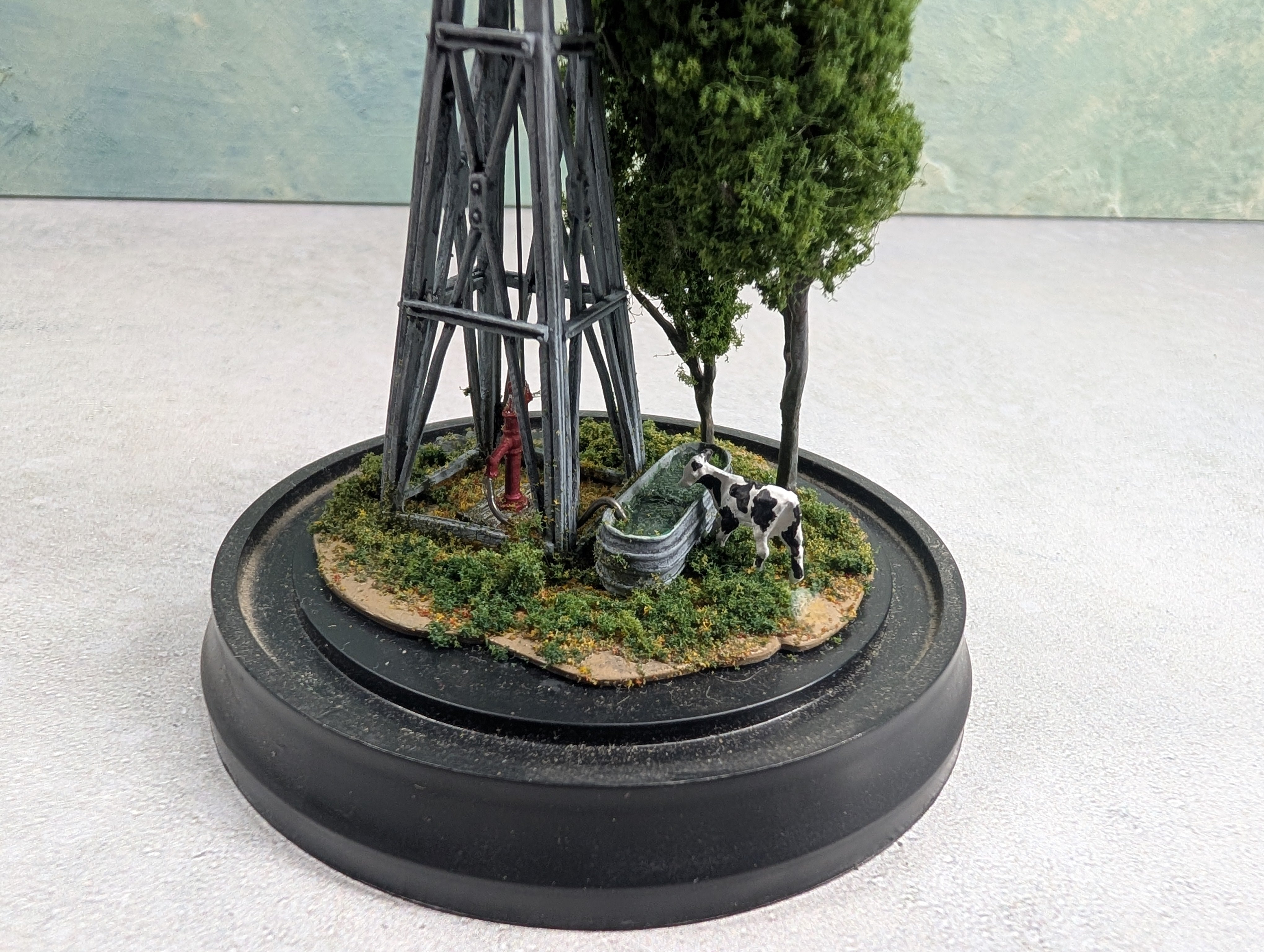 USED Woodland Scenics HO Scale Mini-Scene The Windmill w/ Glass Dome Display, Metal