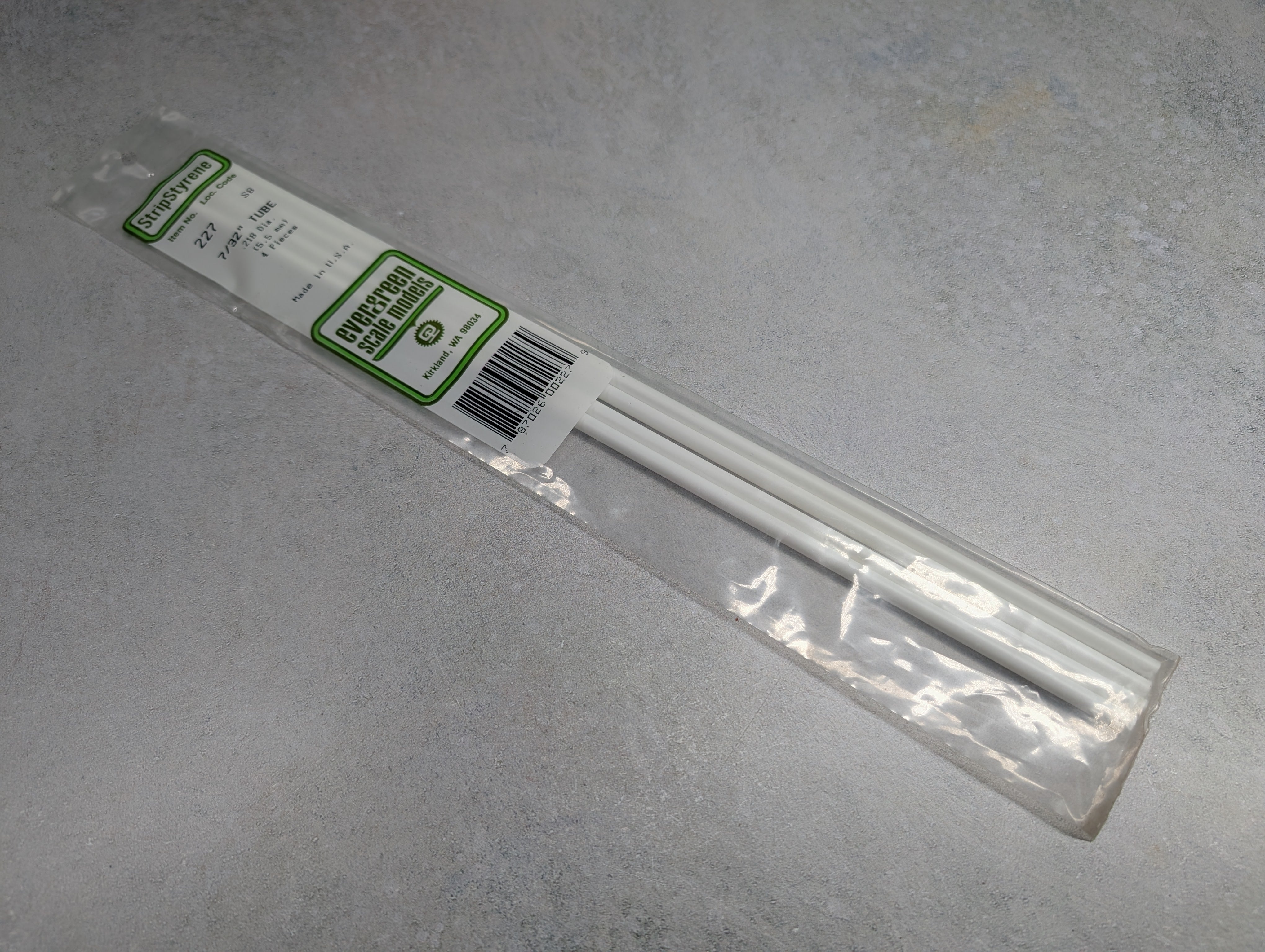 Evergreen Scale Models 227 Multi Scale 7/32" Tube .218 Diameter (4 pcs)