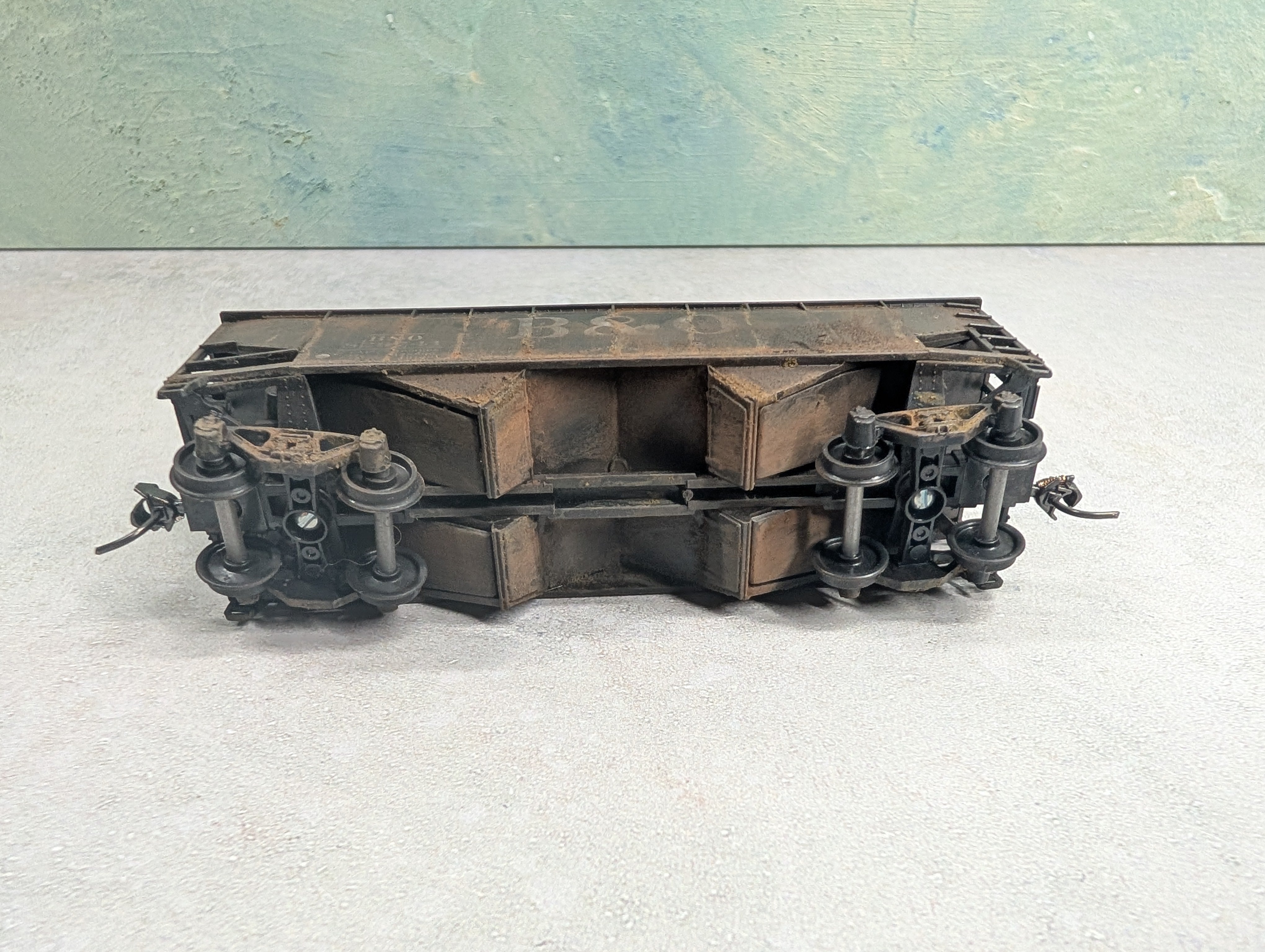 USED Athearn HO Scale 2 Bay Hopper Baltimore and Ohio B&O #826741 Weathered