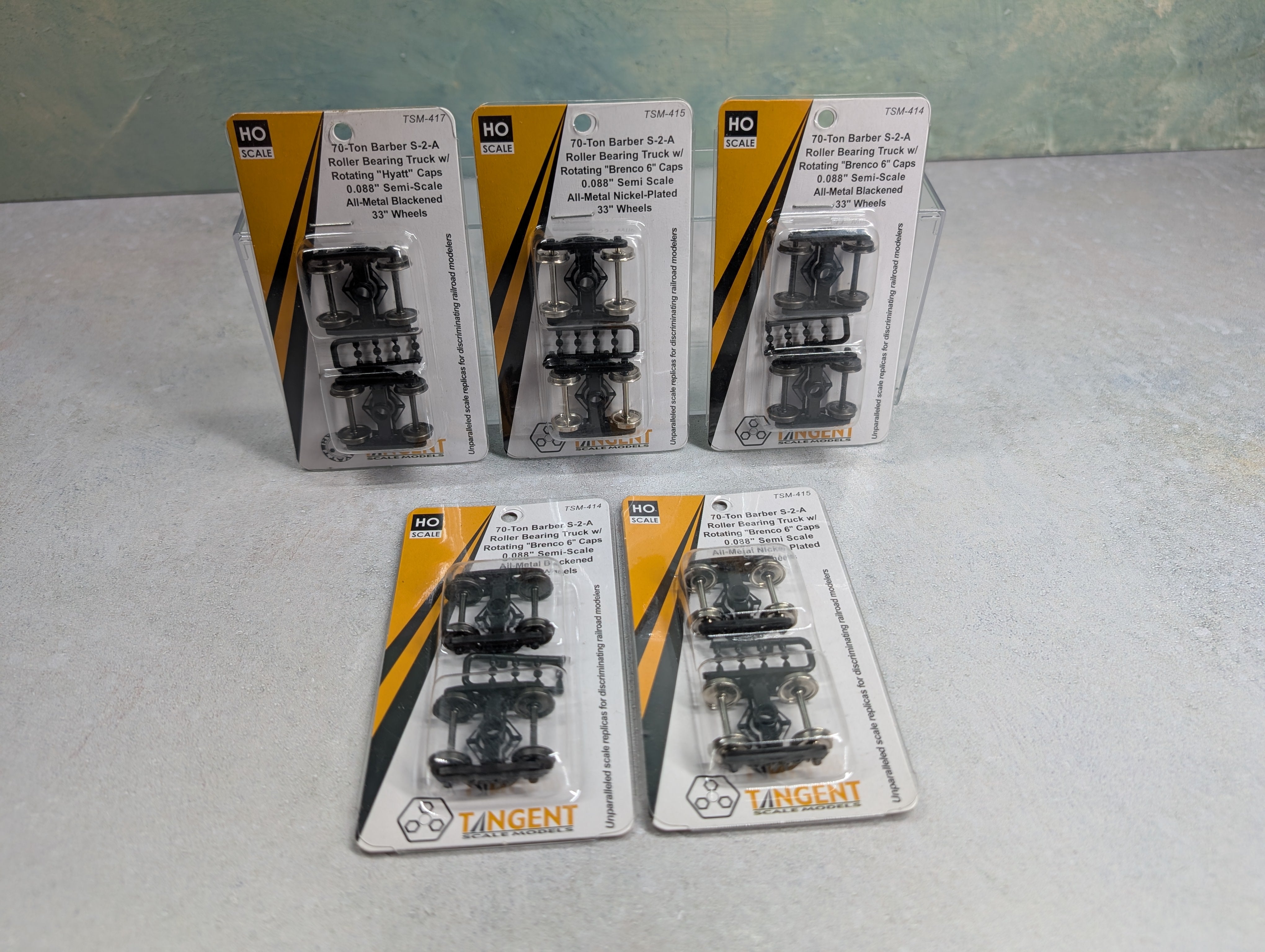 Tangent HO Scale Lot of 70 Ton Roller Bearing Trucks (5 pcs)