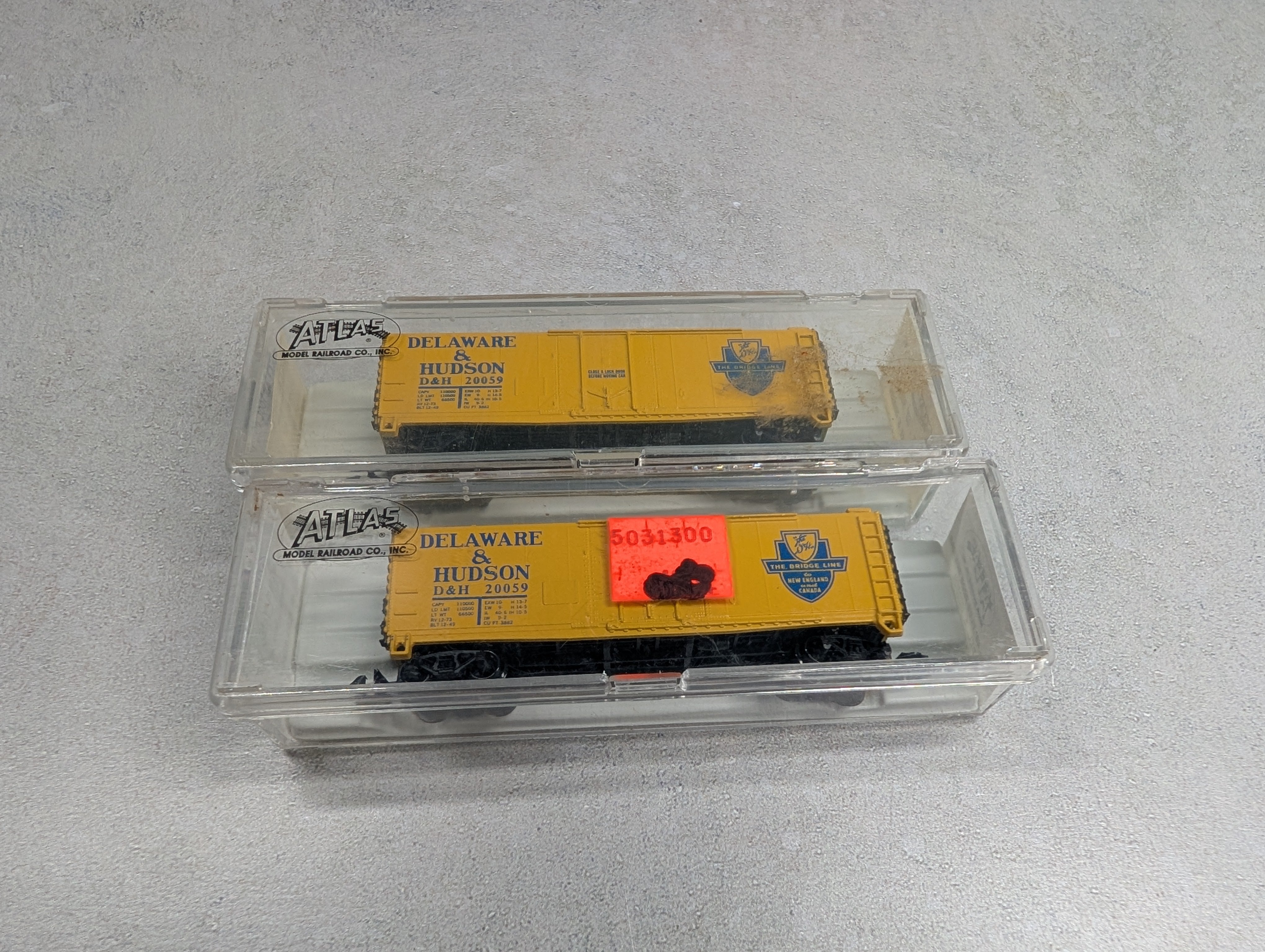 USED Atlas 3310 N Scale 40' Box Car Delaware and Hudson D&H #20059 (2 pcs)