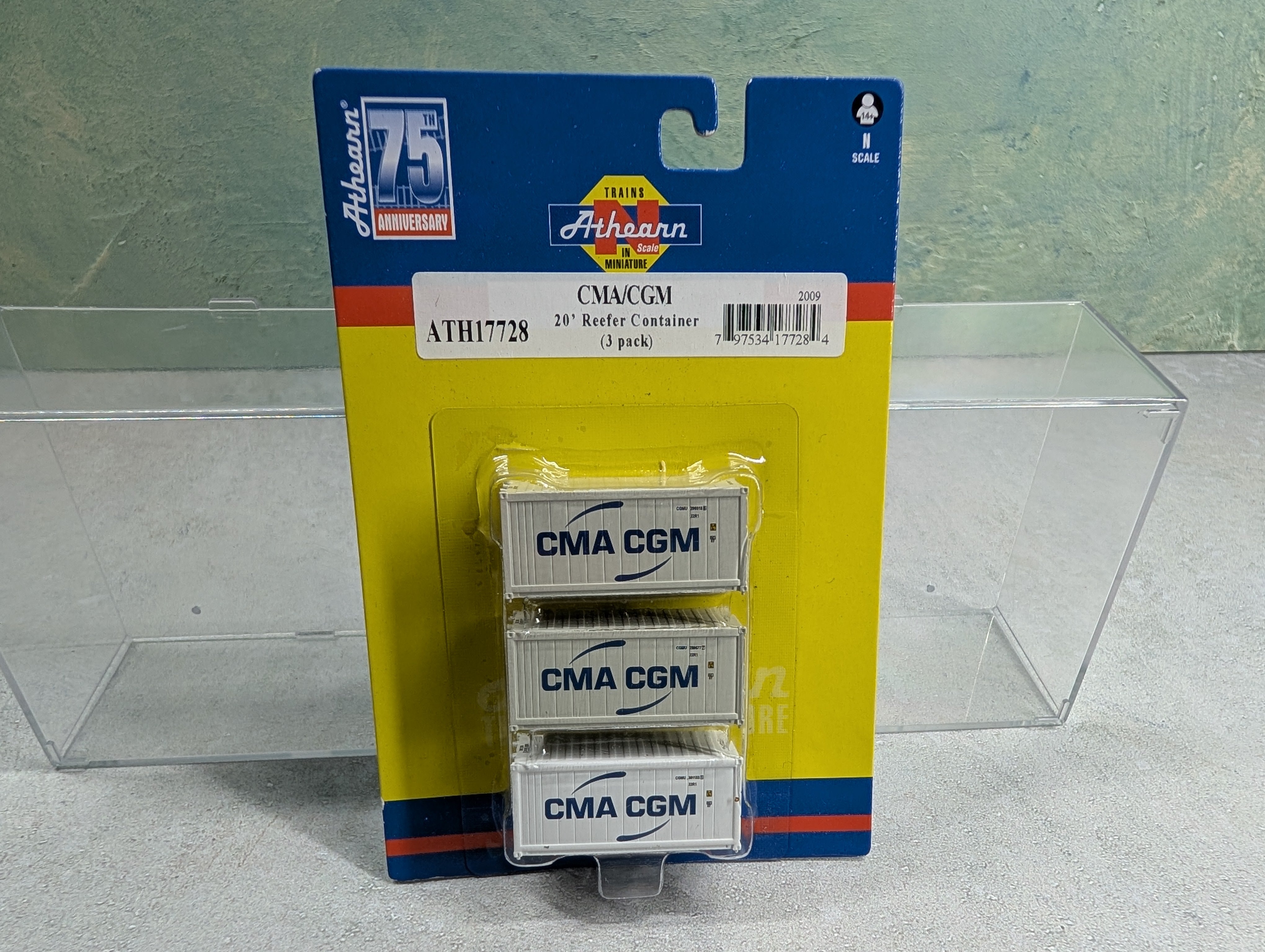 Athearn ATH17728 N Scale 20' Reefer Container CMA CGM (3 pcs)