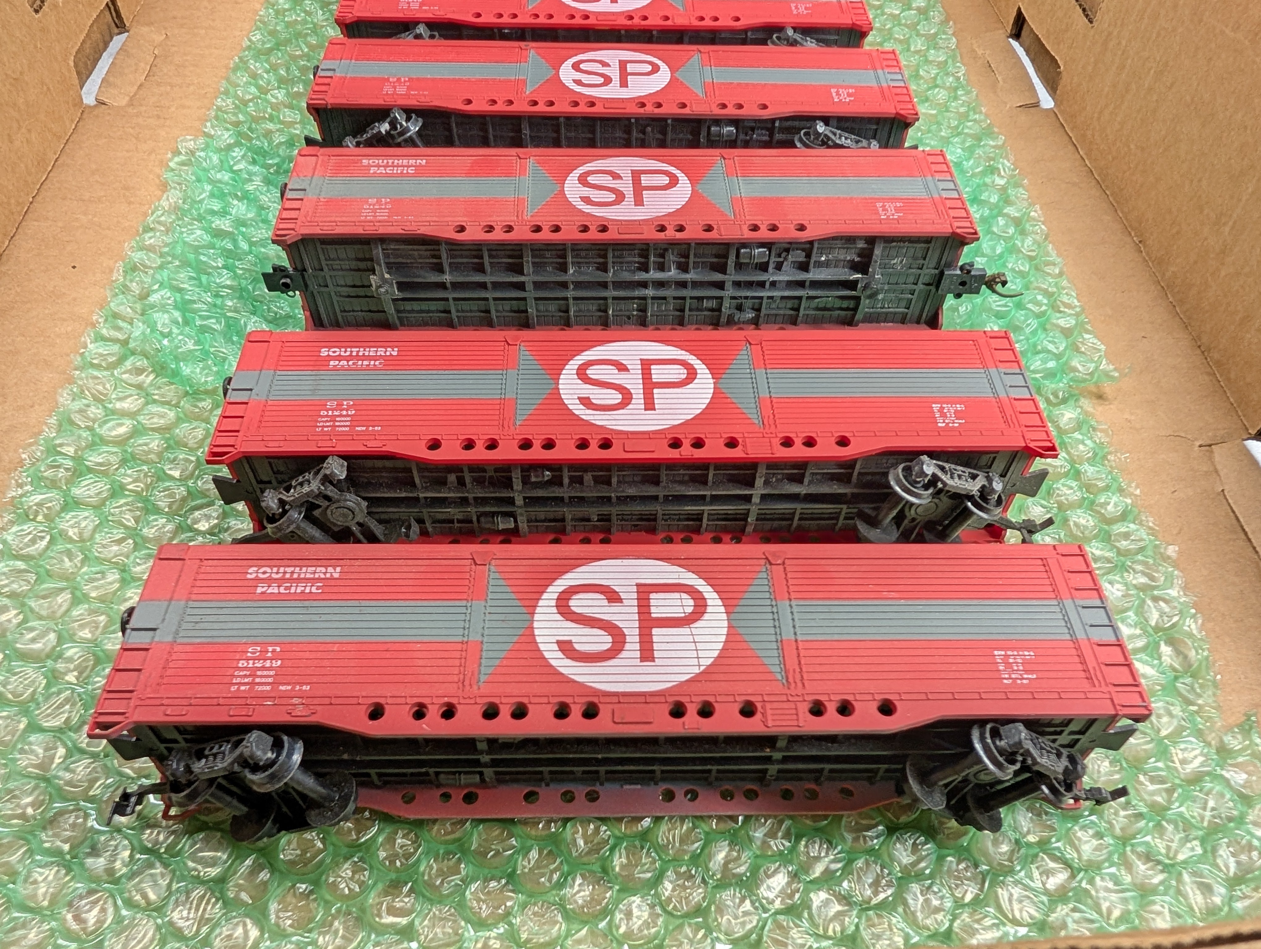 USED AHM HO Scale 55' All Door Box Cars Southern Pacific SP #51249 (6 pcs)