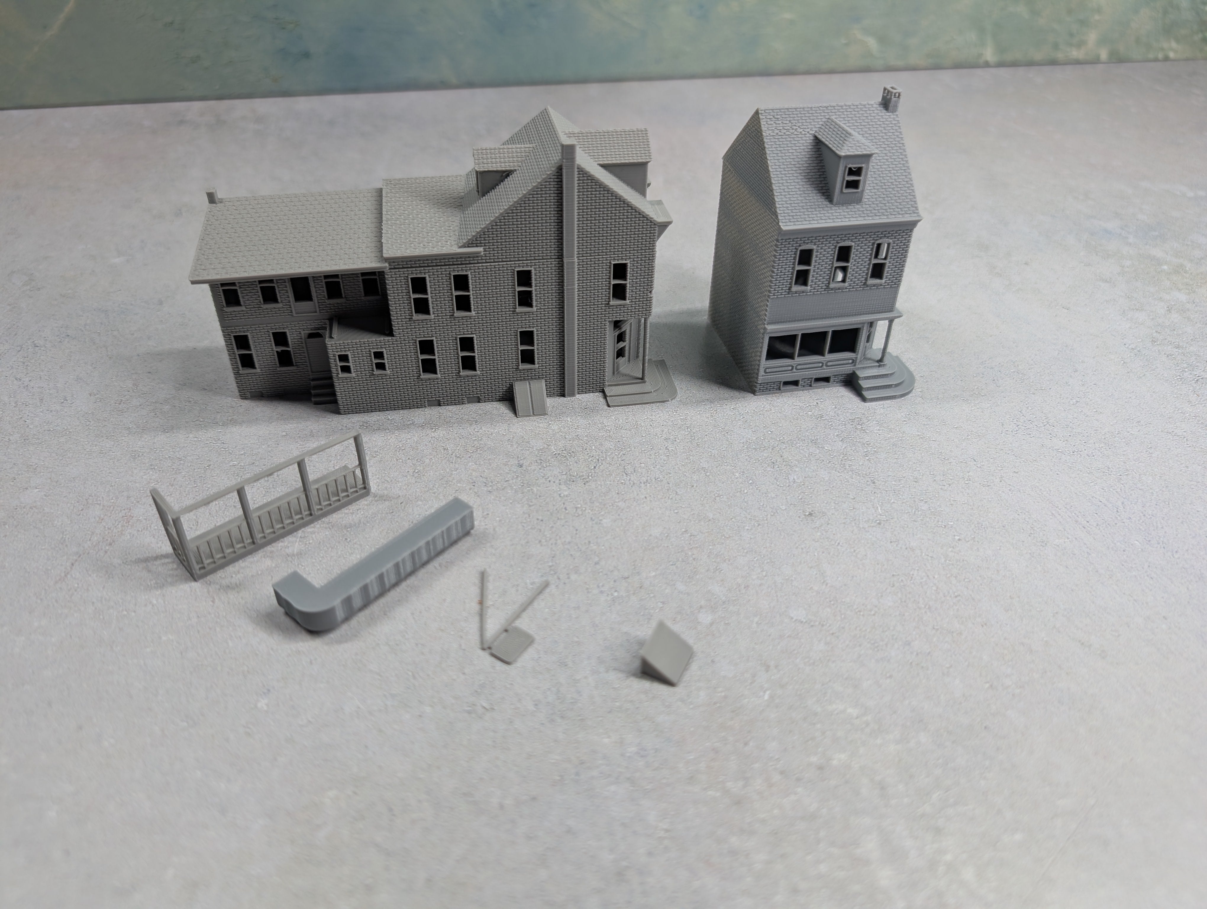 USED N Scale Lot of 3D Printed Corner Buildings KIT (2 pcs)