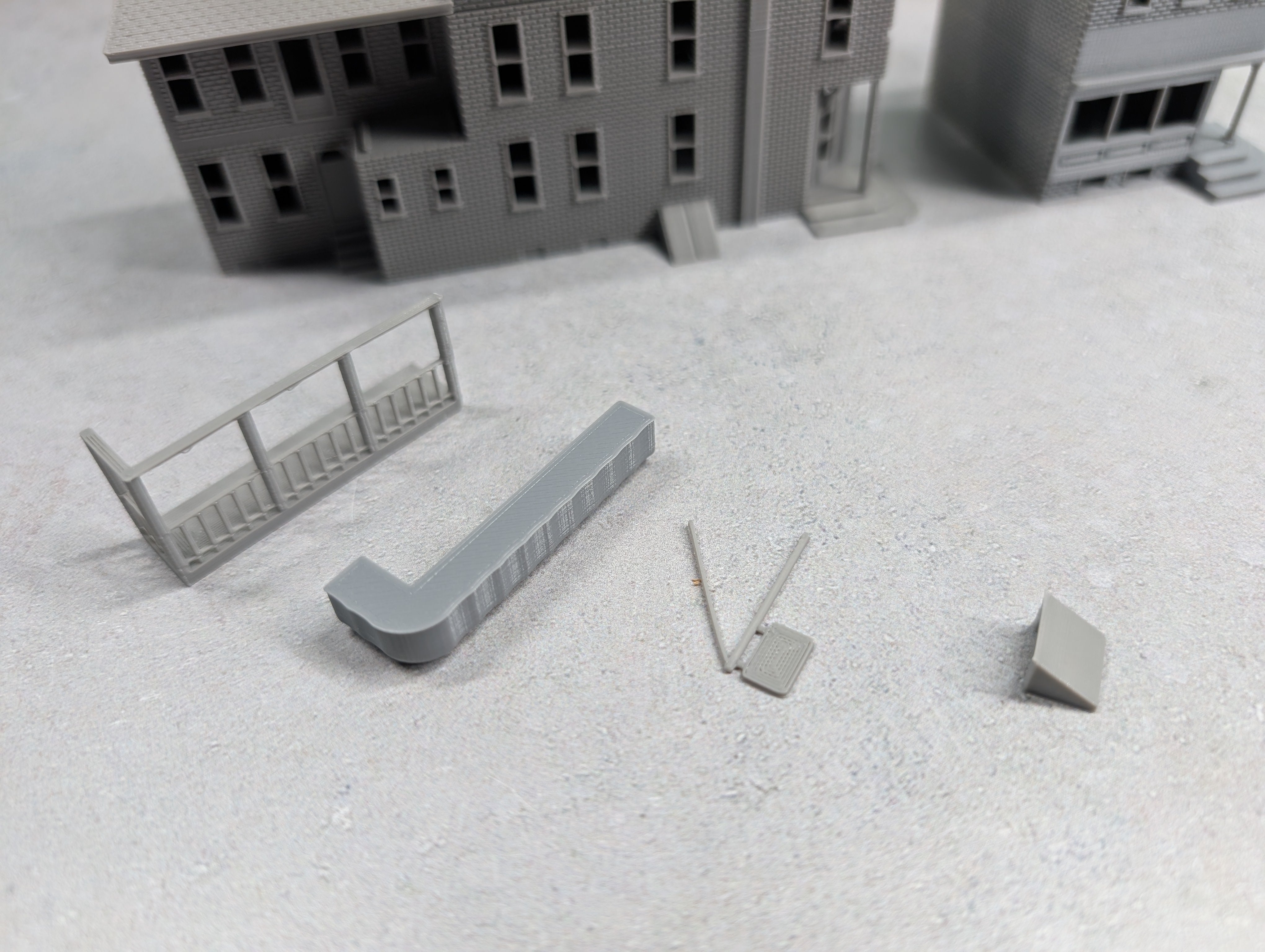 USED N Scale Lot of 3D Printed Corner Buildings KIT (2 pcs)