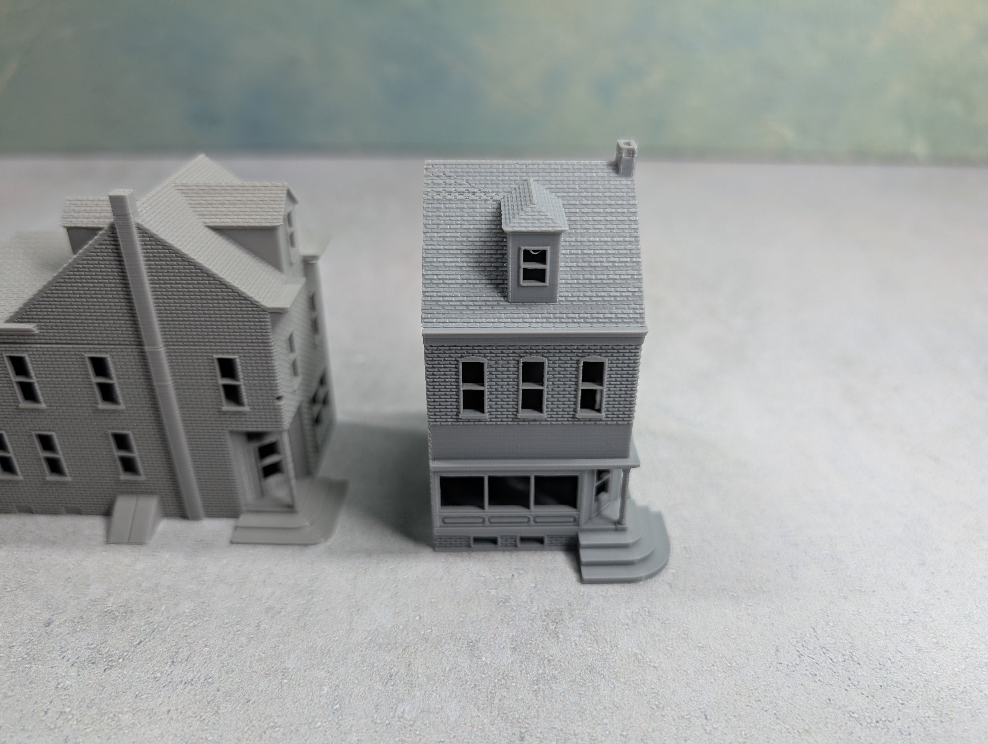 USED N Scale Lot of 3D Printed Corner Buildings KIT (2 pcs)