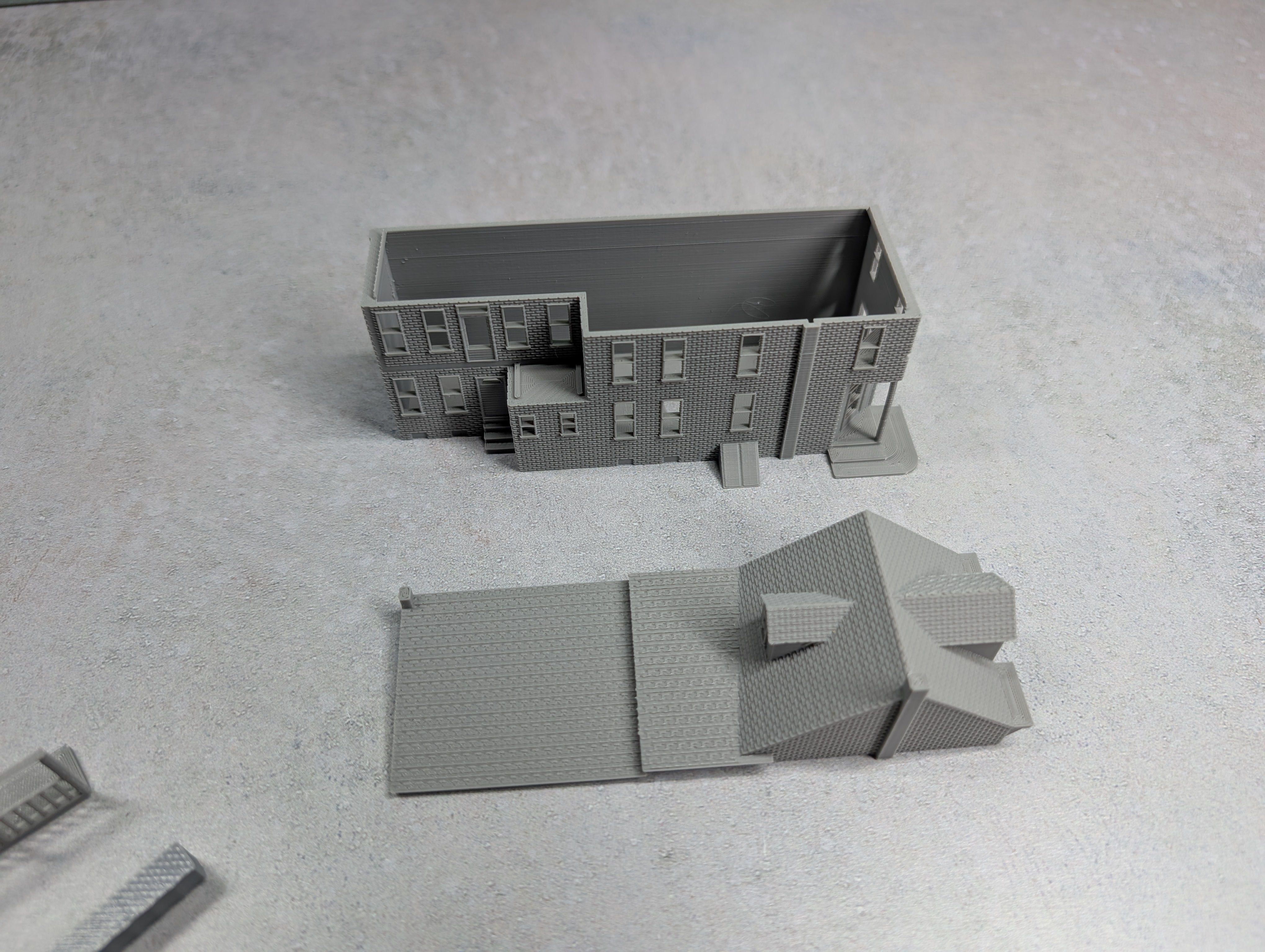USED N Scale Lot of 3D Printed Corner Buildings KIT (2 pcs)