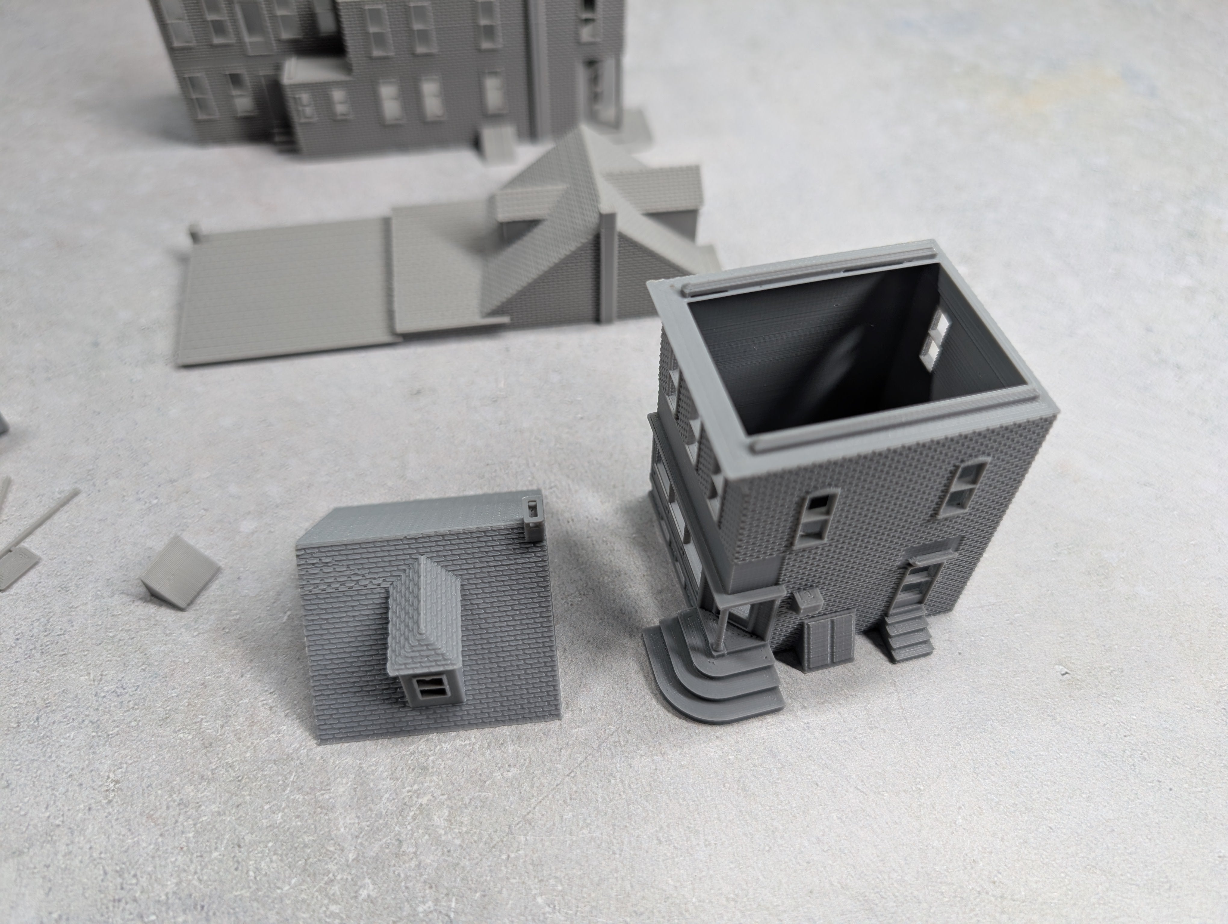 USED N Scale Lot of 3D Printed Corner Buildings KIT (2 pcs)