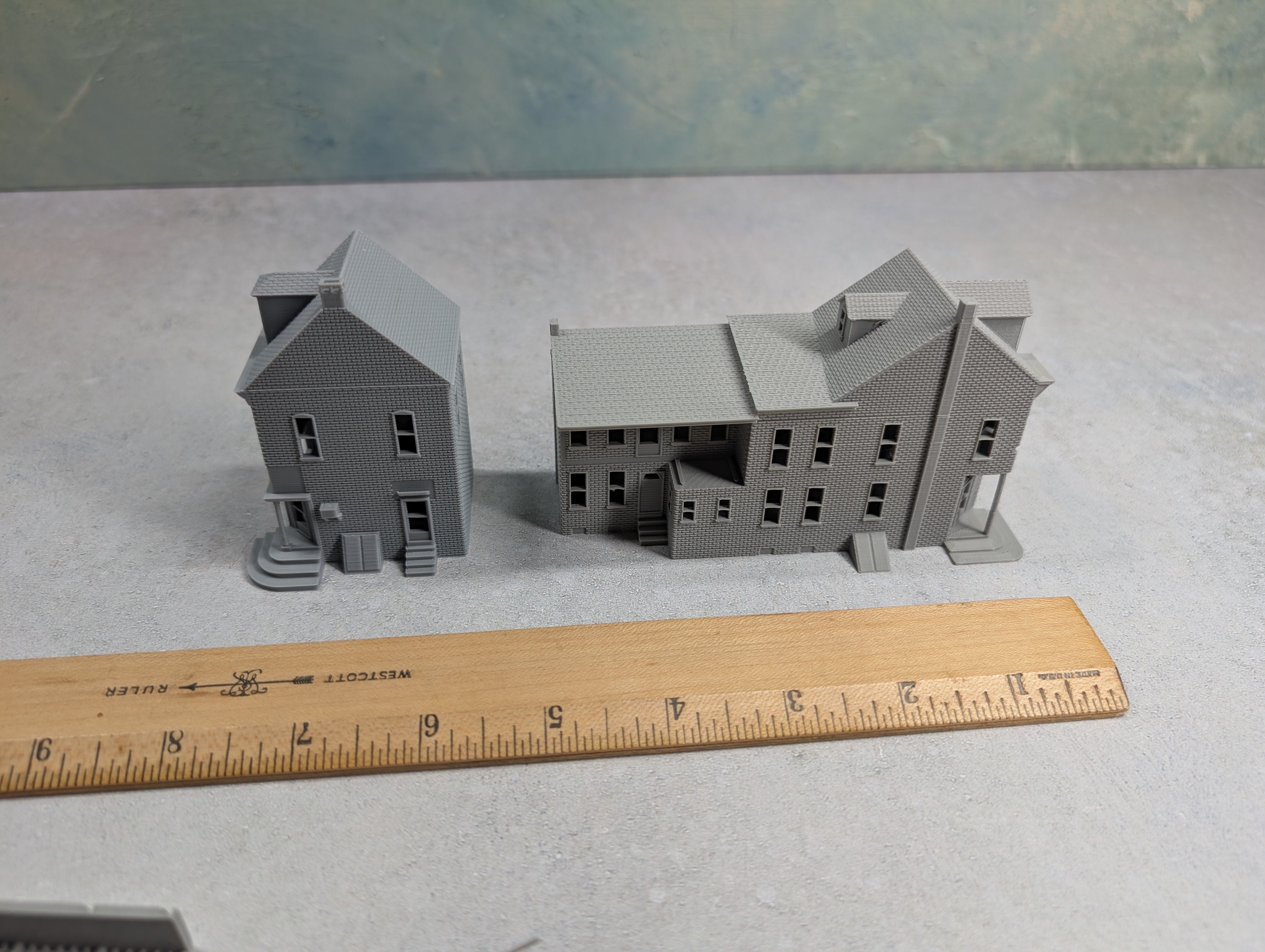 USED N Scale Lot of 3D Printed Corner Buildings KIT (2 pcs)