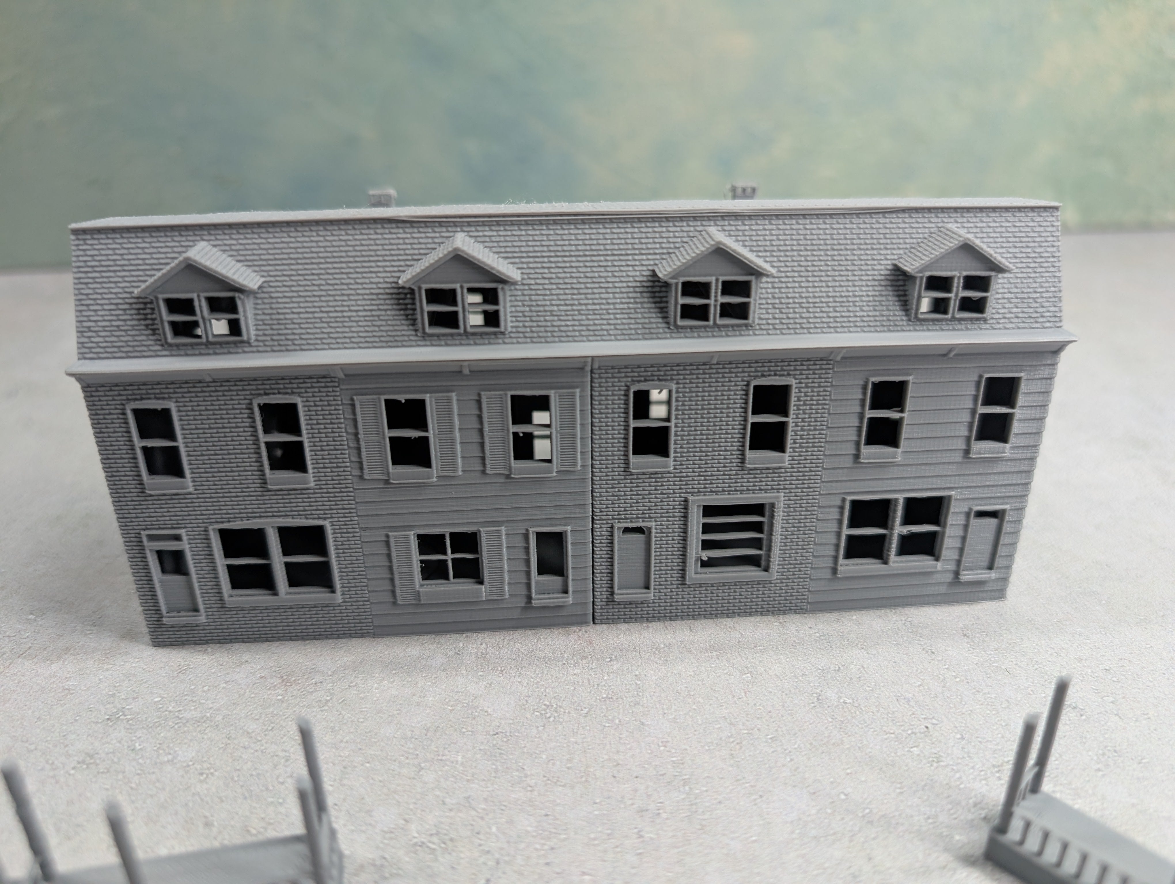 USED N Scale 3D Printed 4 Unit Rowhouse KIT
