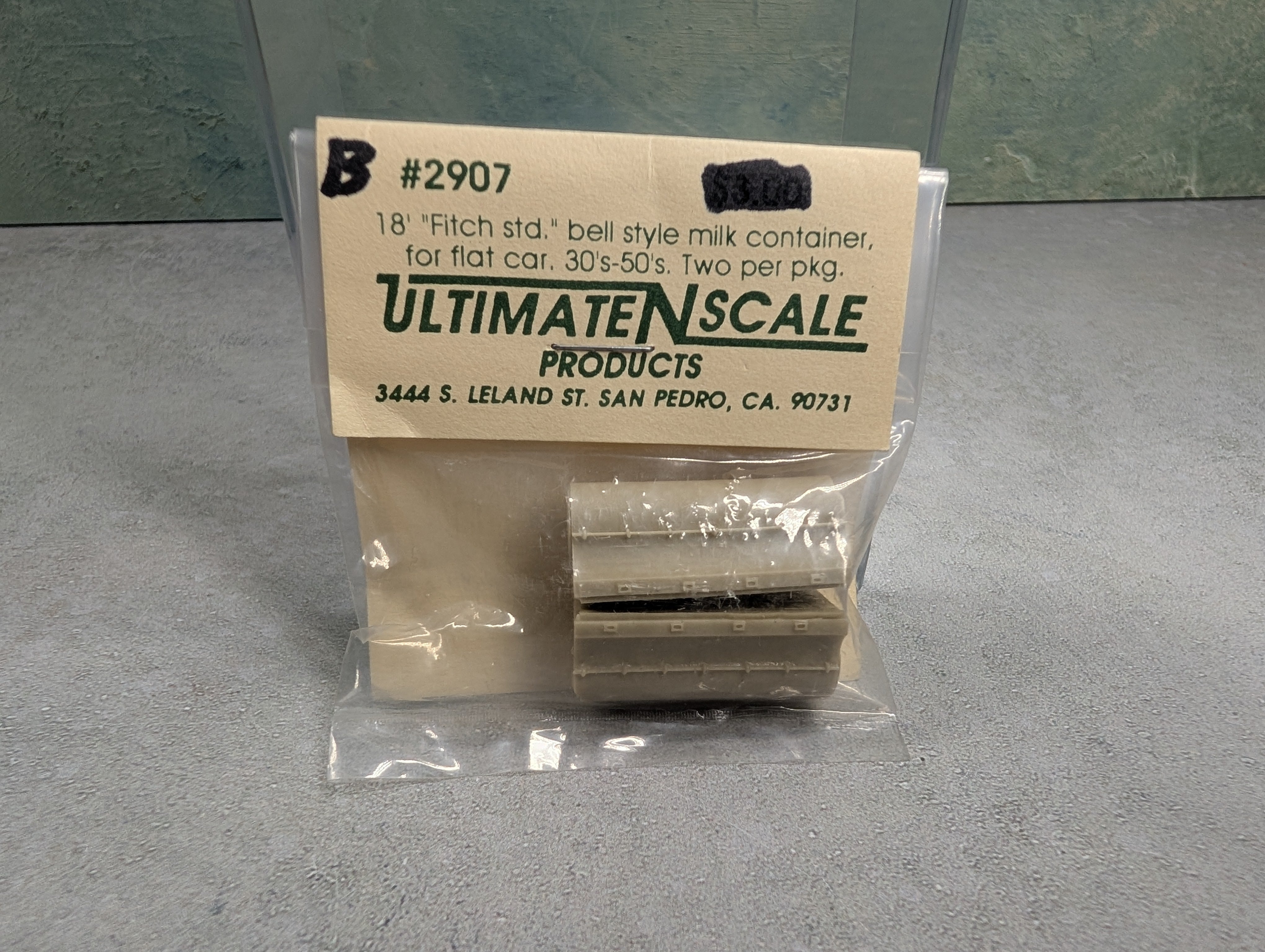 Ultimate N Scale B #2907 N Scale 18' Fitch Standard Bell Style Milk Container For Flat Car 30's-50's KIT