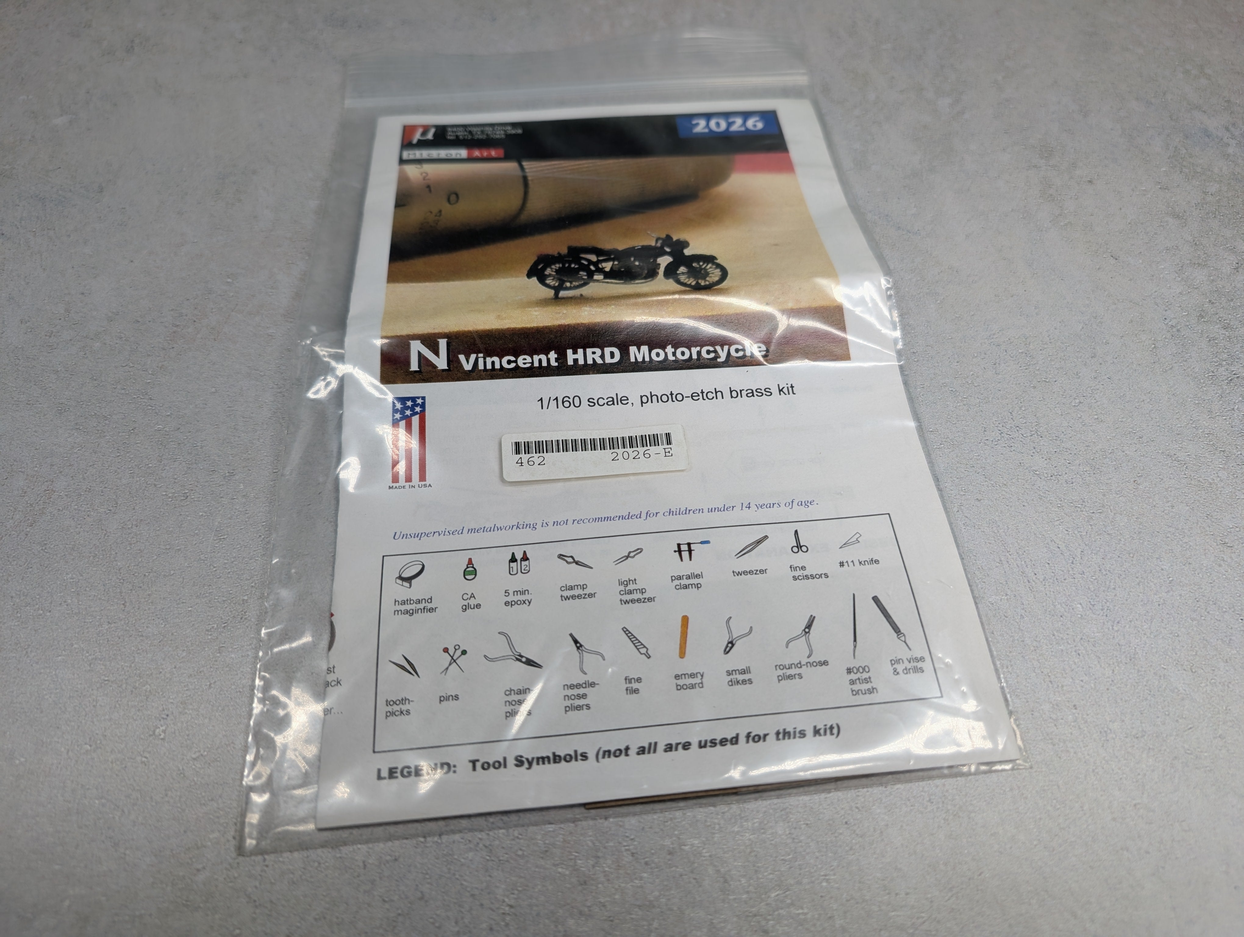 Micron Art 2026 N Scale Vincent HRD Motorcycle KIT