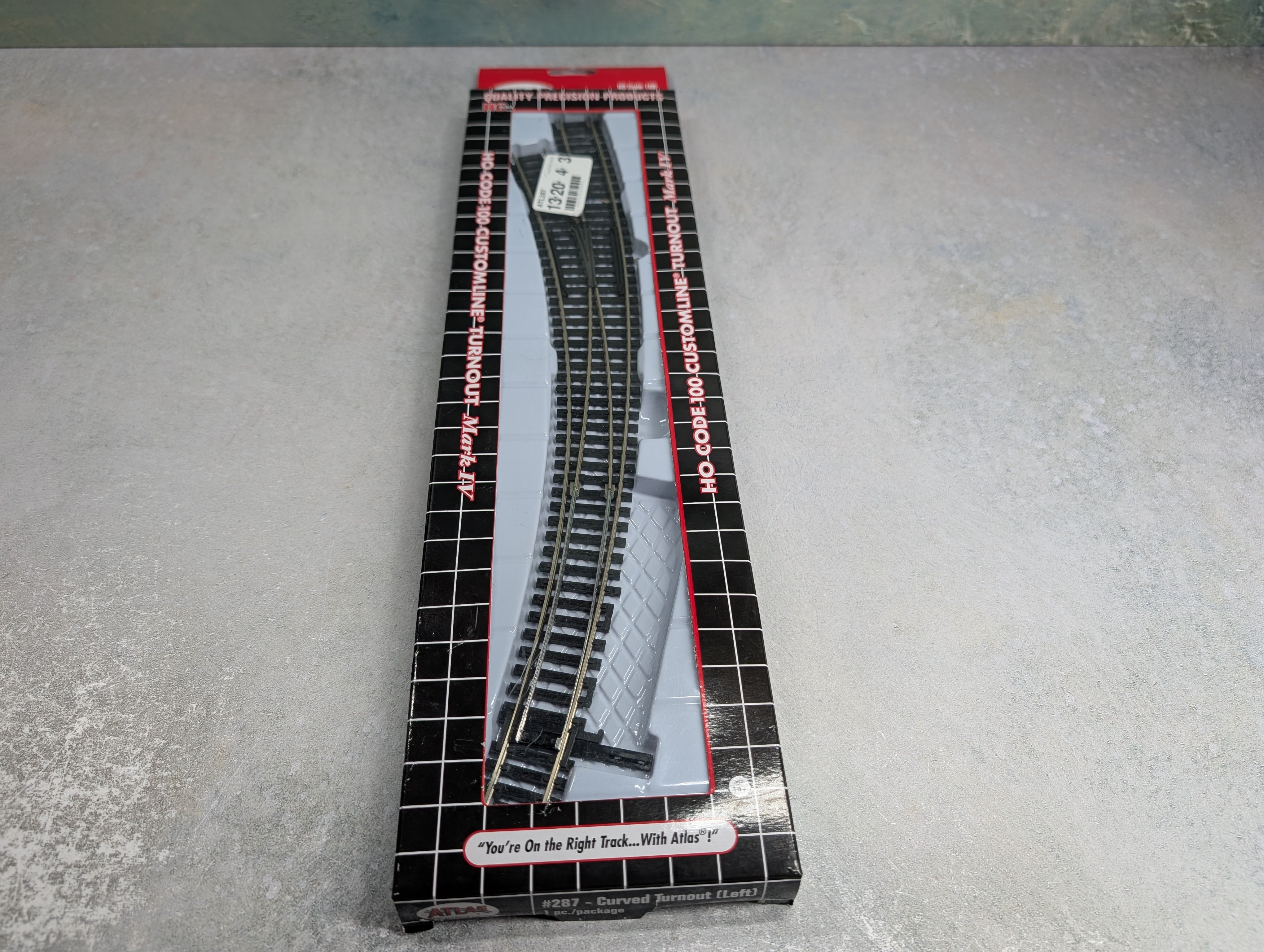 Atlas 287 HO Scale Code 100 Nickel Silver Curved Turnout Left, CustomLine