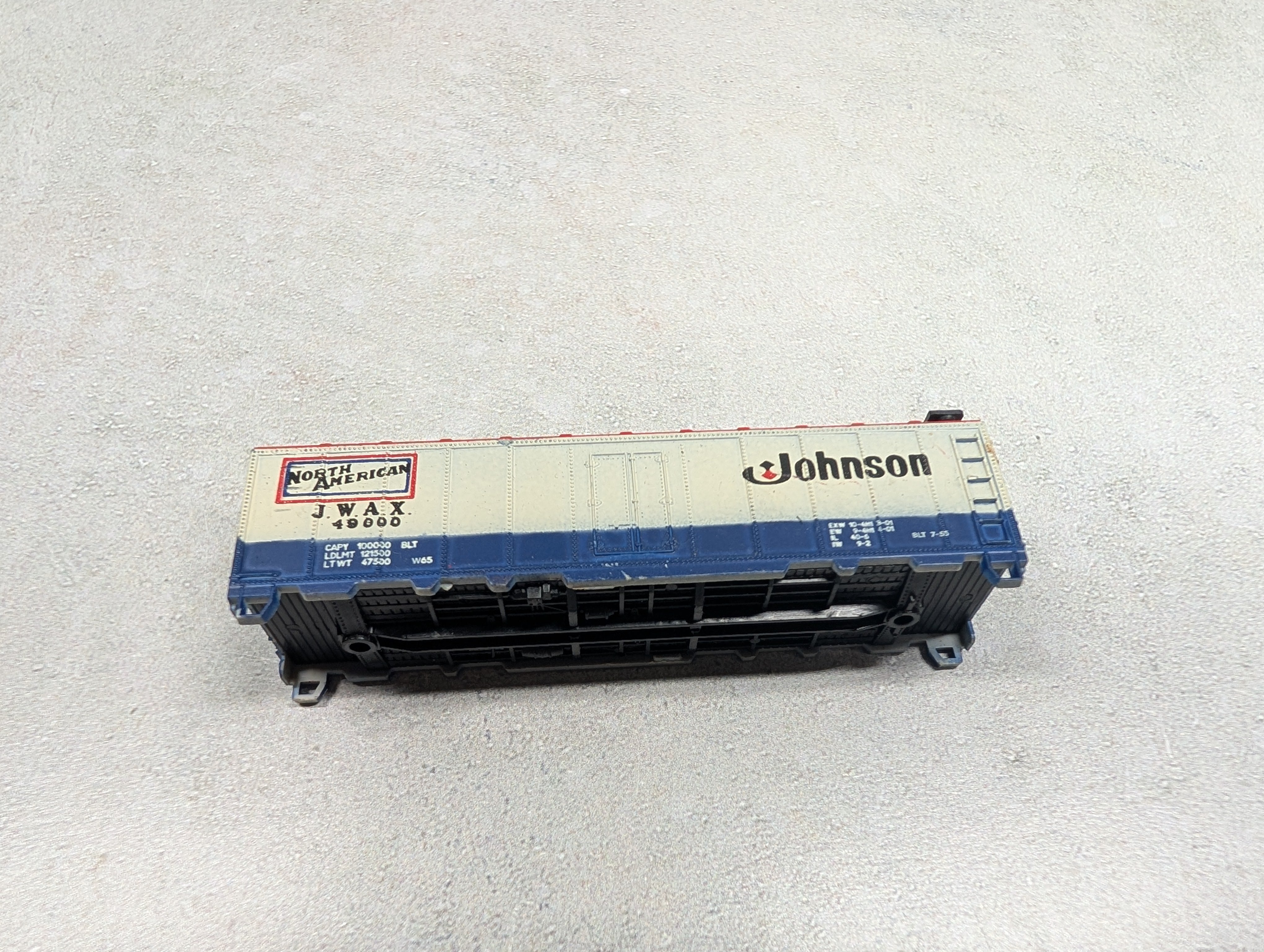 USED N Scale 40' Box Car Johnson JWAX #49000 No Trucks, Couplers