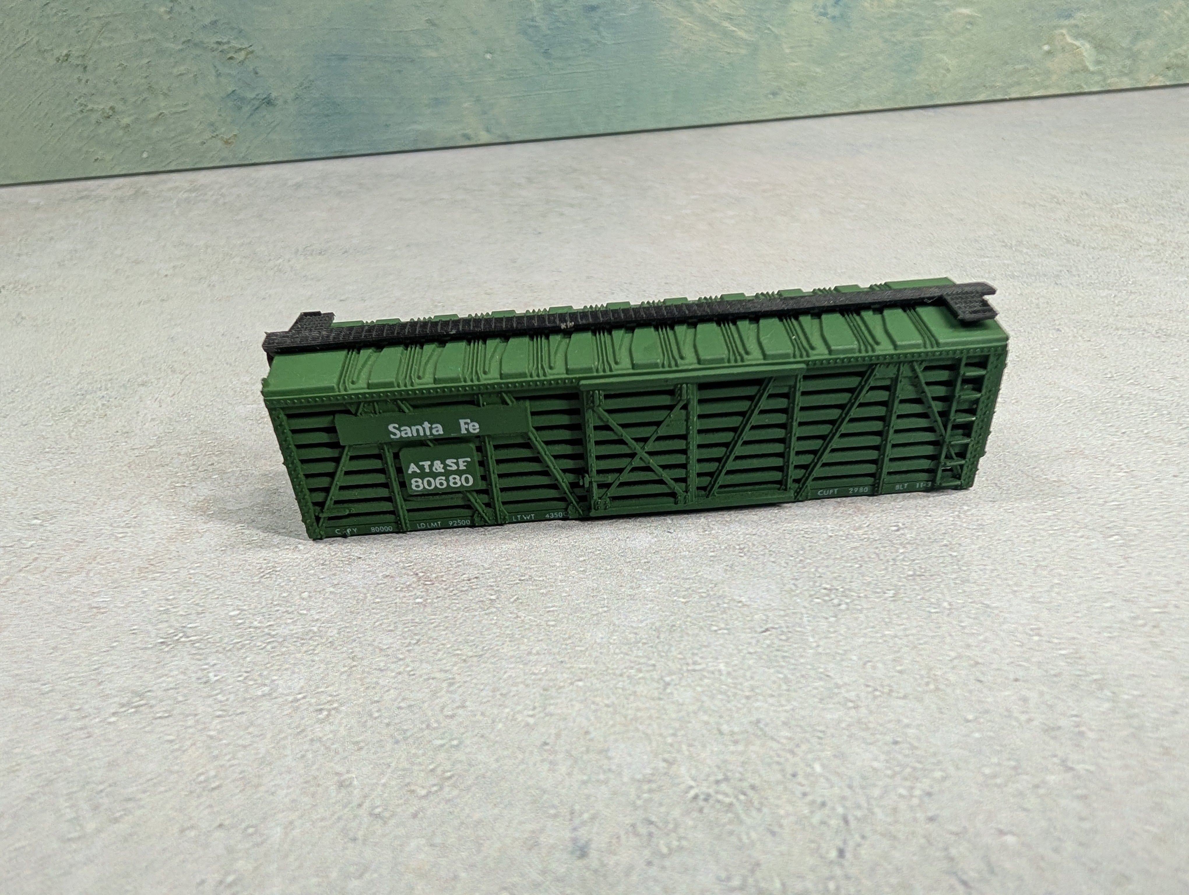 USED Atlas N Scale 40' Cattle Stock Car Santa Fe ATSF #80680