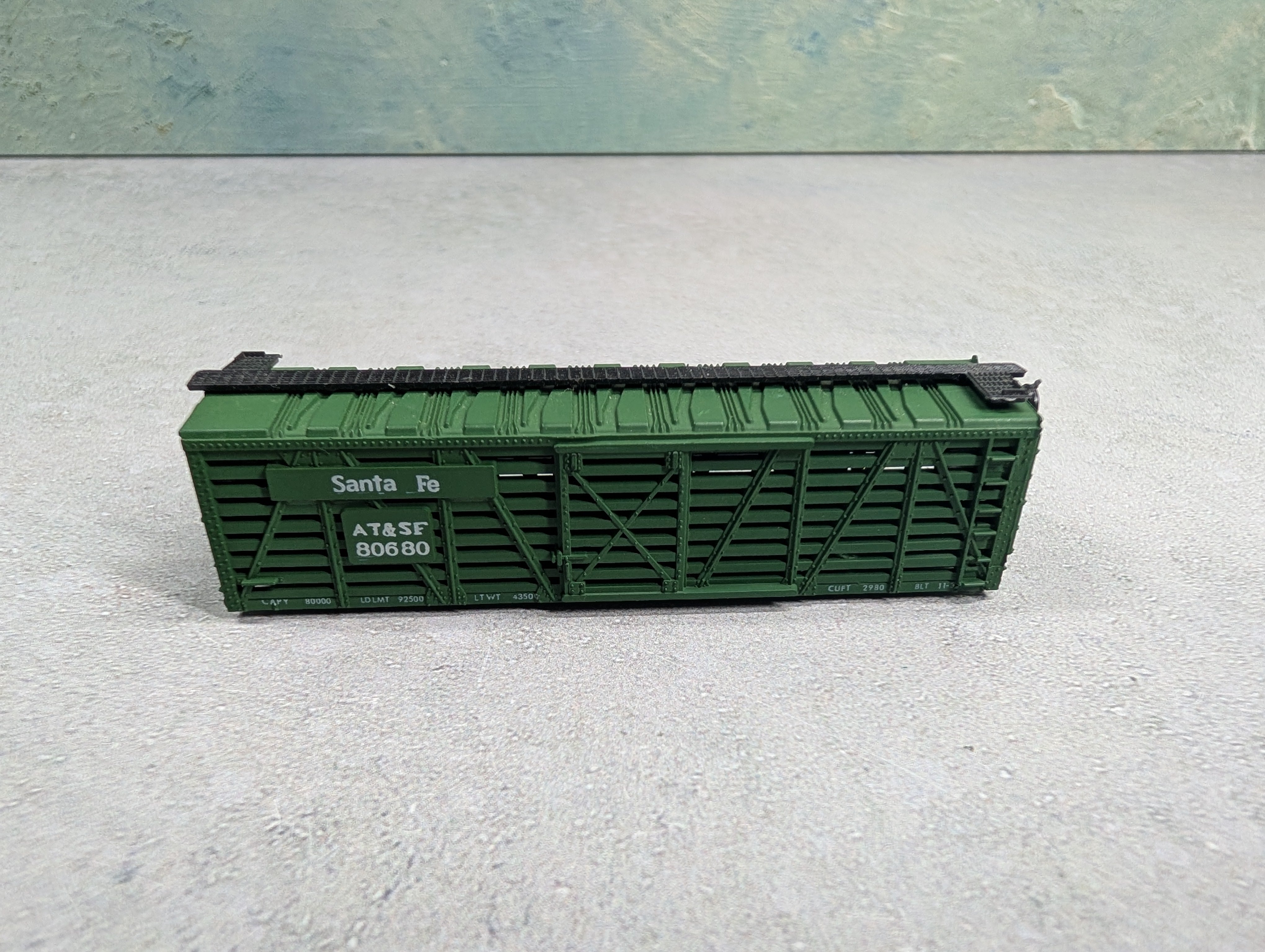 USED Atlas N Scale 40' Cattle Stock Car Santa Fe ATSF #80680