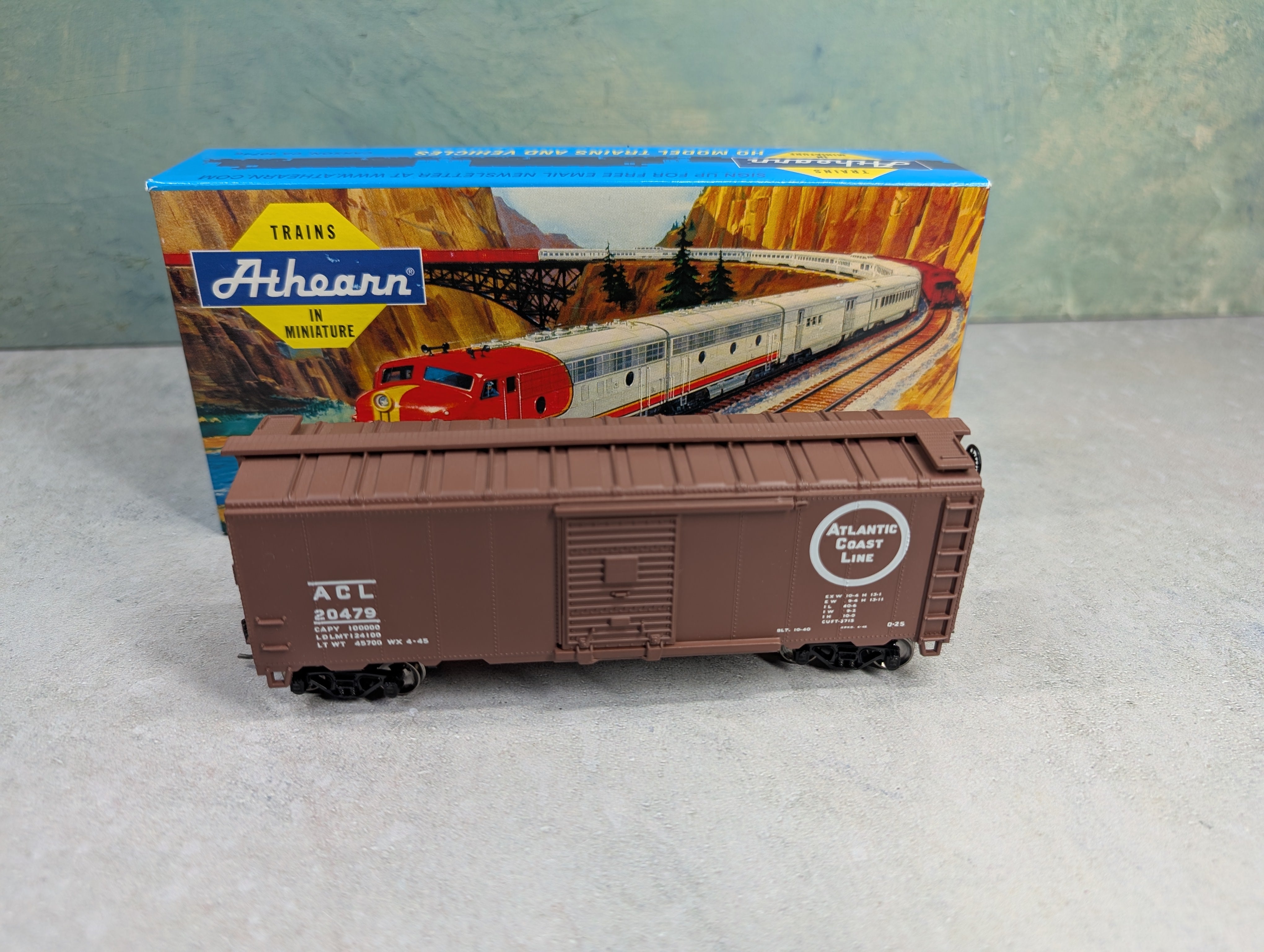 USED Athearn 5001 HO Scale 40' AAR Steam Era Box Car Atlantic Coast Line ACL #20479 Metal Wheels & Kadees
