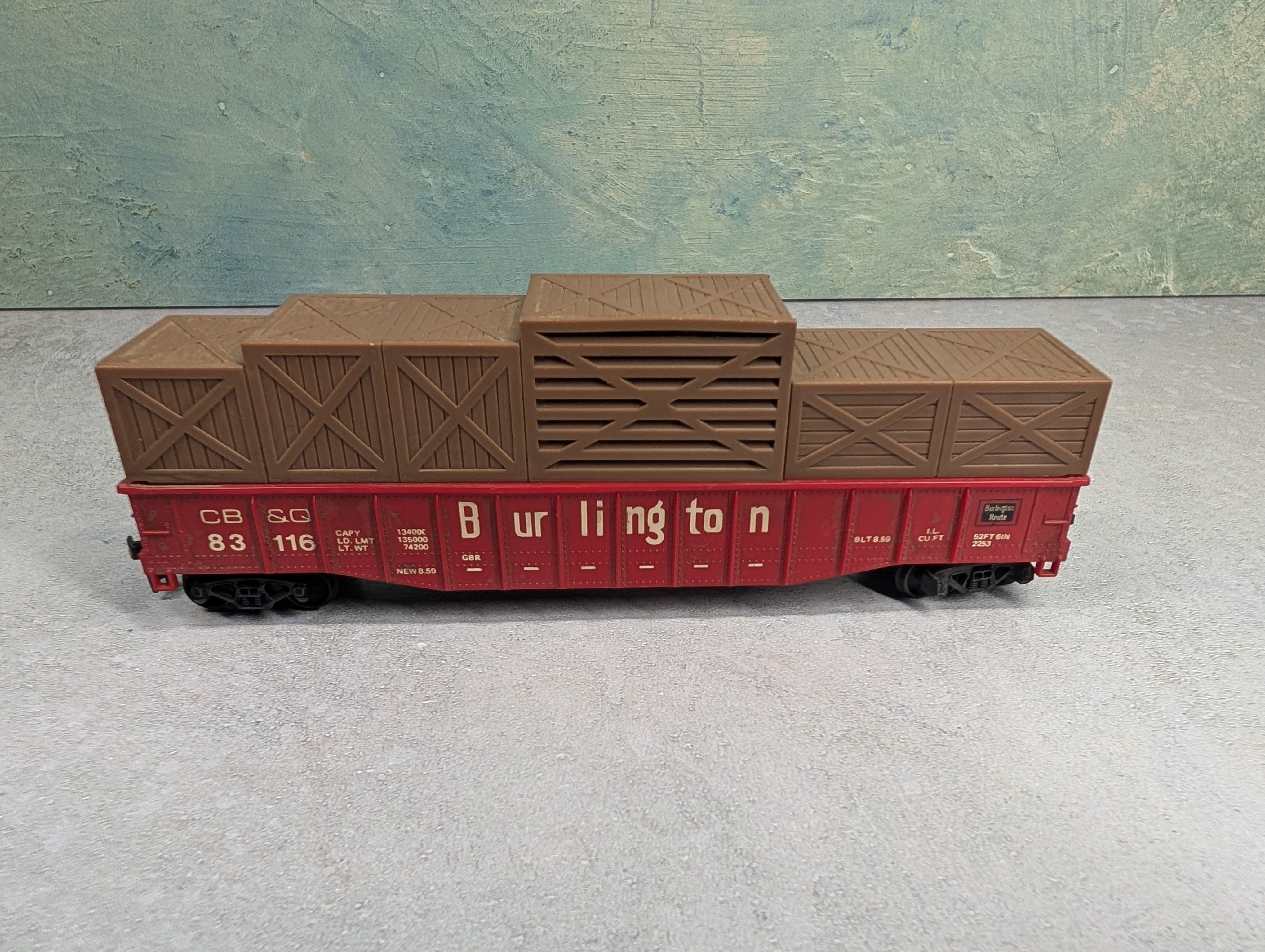 USED AHM HO Scale 50' Gondola Sound Car Burlington CB&Q #83116