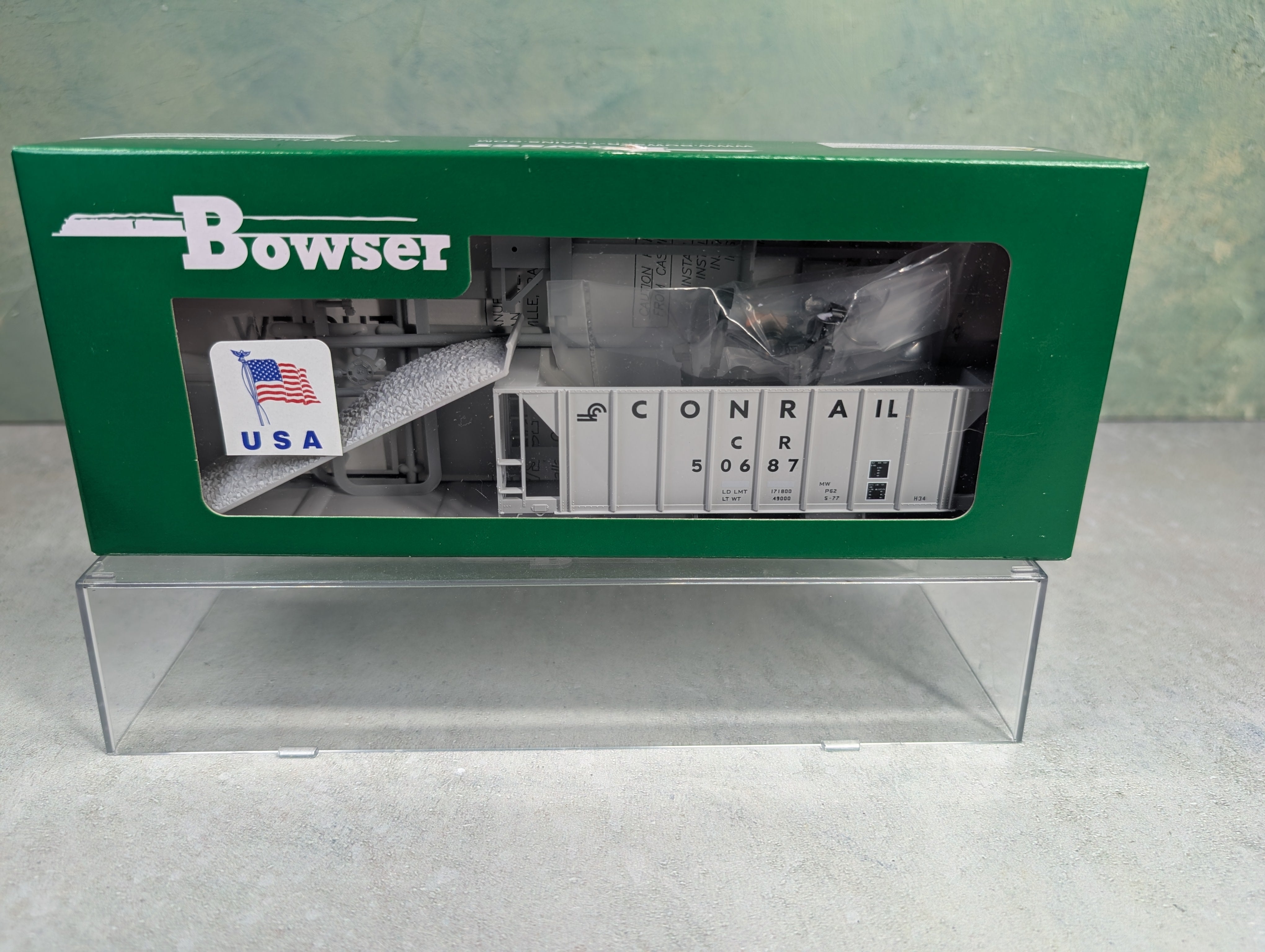 Bowser #3-1713 HO Scale 70-Ton 2 Bay Ballast Car Conrail CR #50687 KIT