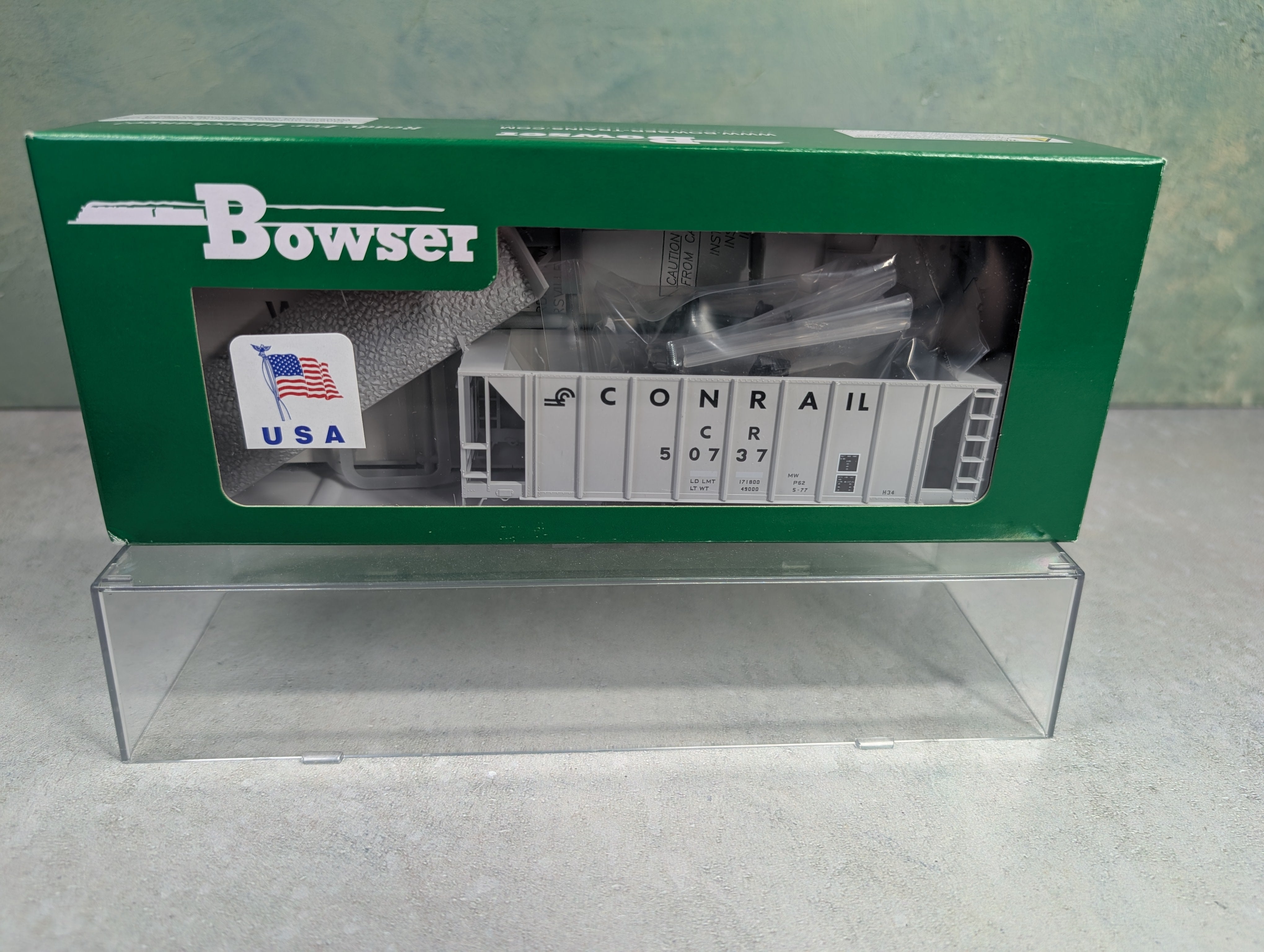 Bowser #3-1714 HO Scale 70-Ton 2 Bay Ballast Car Conrail CR #50737 KIT